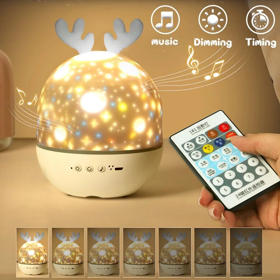 Star Projector Night Light for Kids Room – LED Rotating Galaxy Lamp with 6 Color Modes & USB Rechargeable Battery – Nursery Ceiling | Thomler