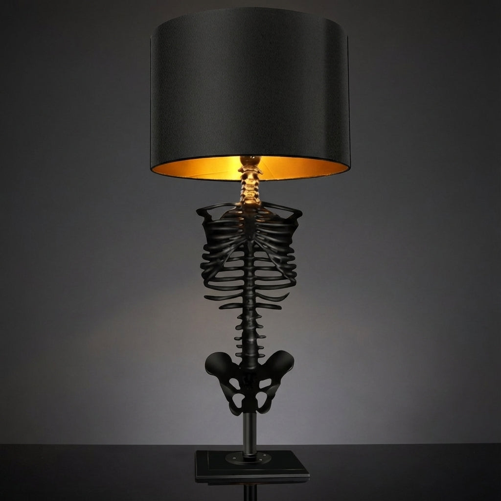 Table Lamp Resin Skeleton 35.0 cm Black Gothic Bedroom Desk Ambient Lighting Dark Romantic Decor | Thomler