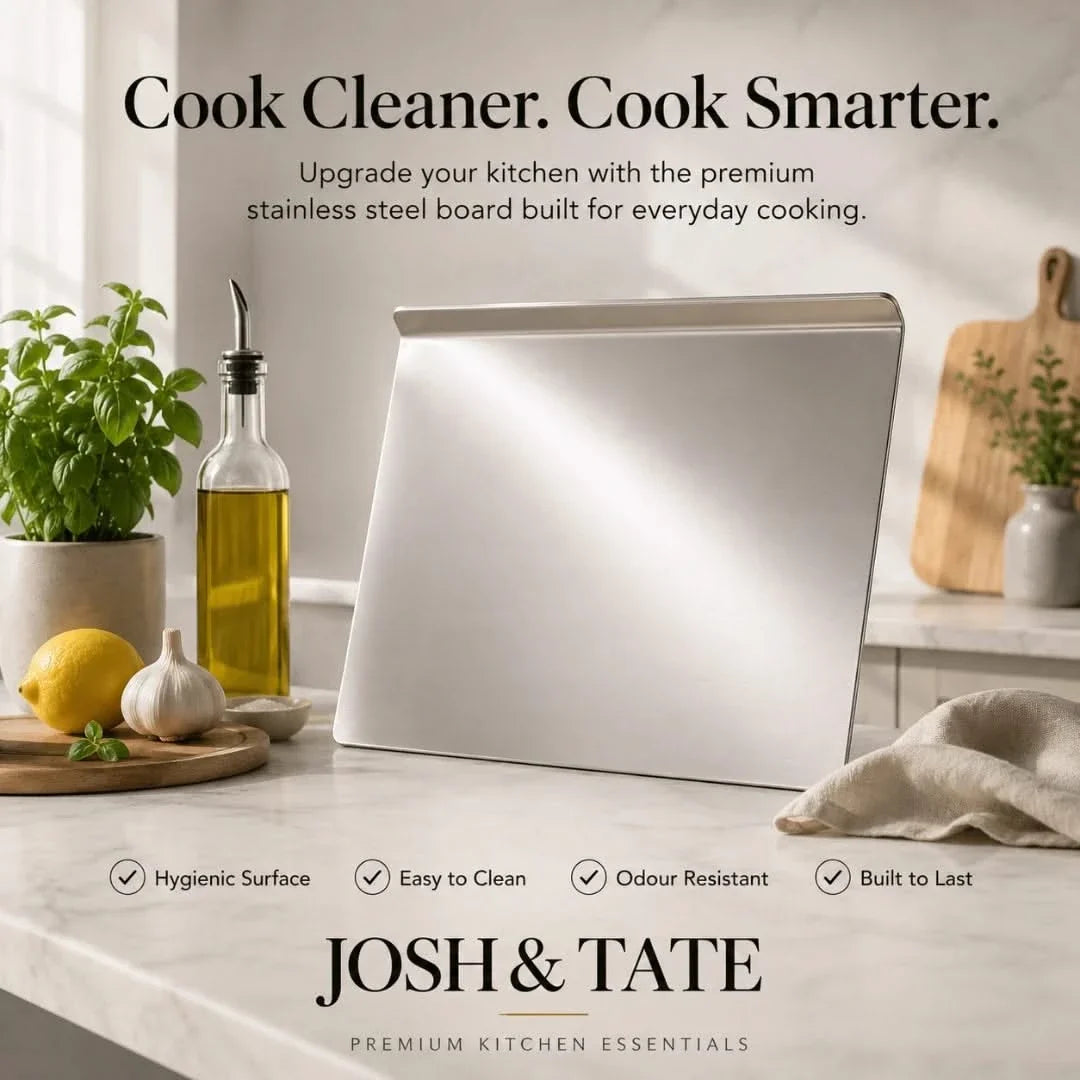 Metal Prep Surface with Raised Rim for Easy Cleanup & Food Safety | Thomler