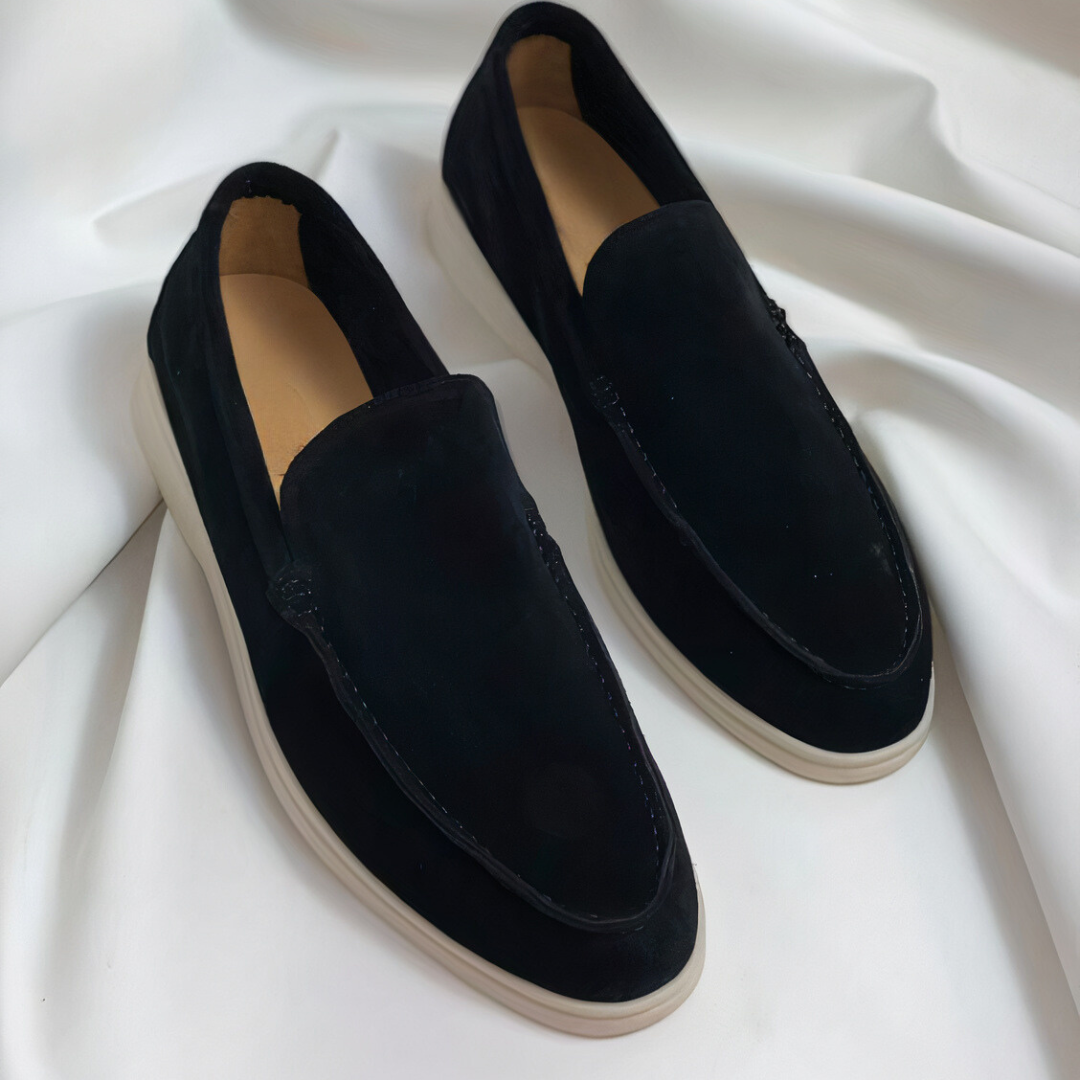Men's Suede Slip-On Loafers Premium Leather Lined Casual Dress Shoes Round Toe Flat Oxford for Work Office Everyday | Thomler