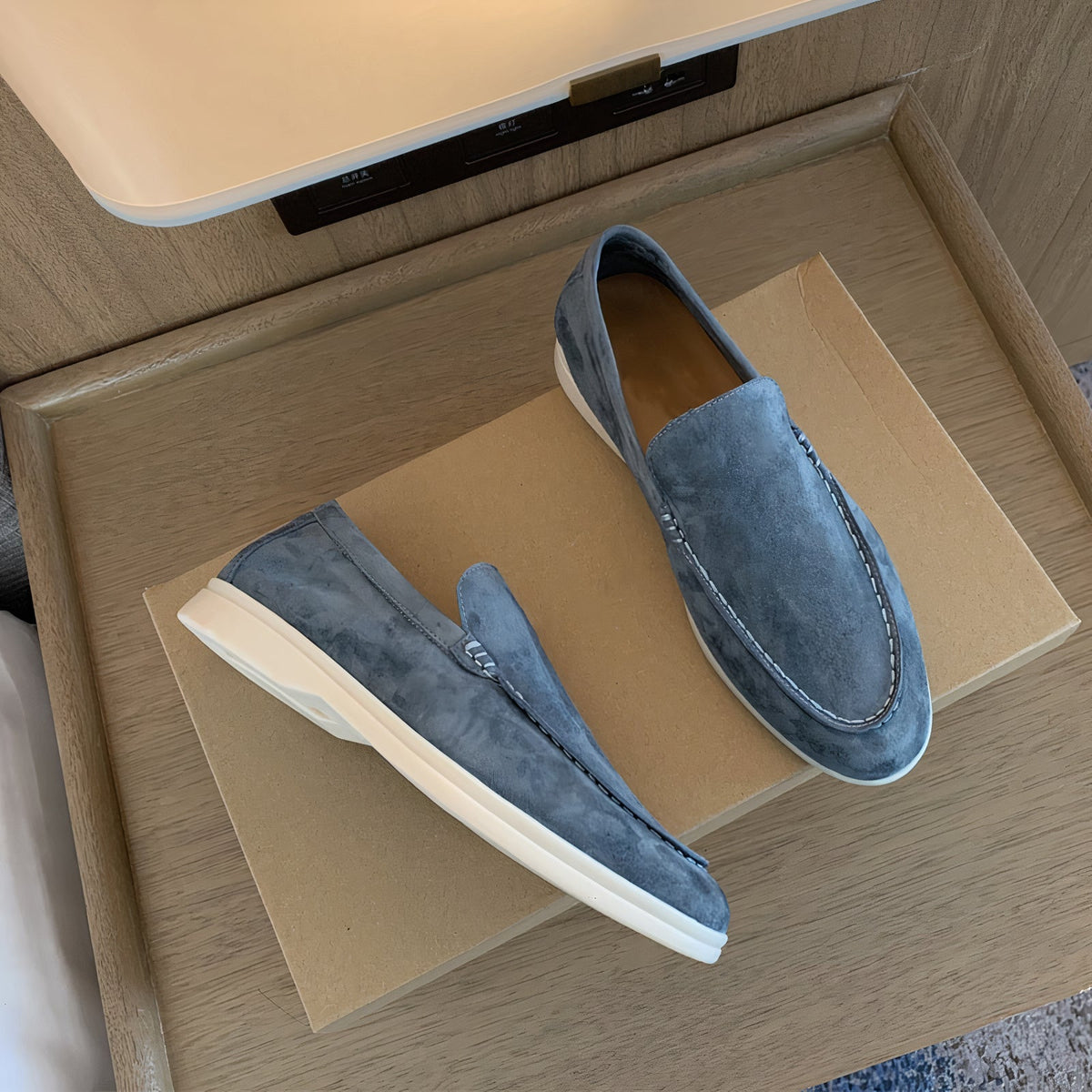 Men's Suede Slip-On Loafers Premium Leather Lined Casual Dress Shoes Round Toe Flat Oxford for Work Office Everyday | Thomler