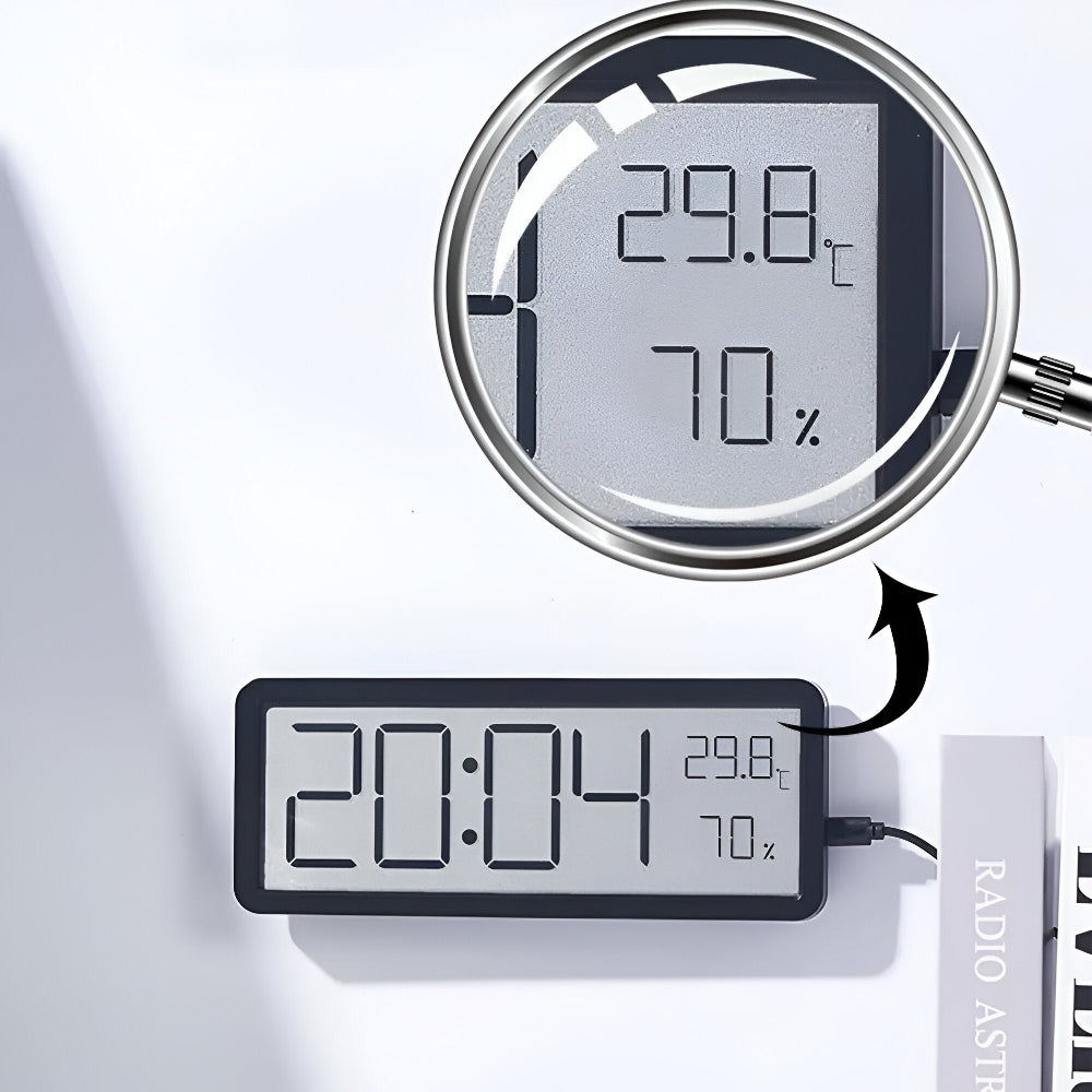 Digital Wall Clock Acrylic 20.0 cm 7.9 Inch LED Indoor Temperature Humidity Display Bedroom Office Classroom Timer | Thomler
