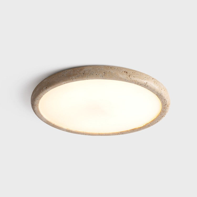 Ceiling Light Travertine Stone LED 3000K 38.0 cm 48.0 cm 58.0 cm Beige Bedroom Living Room Lighting Minimalist Modern Round Design | Thomler