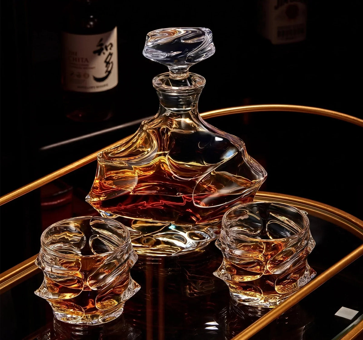 Textured Crystal Whiskey Tumbler Set – Premium Handmade Glassware for Bourbon & Scotch | Thomler