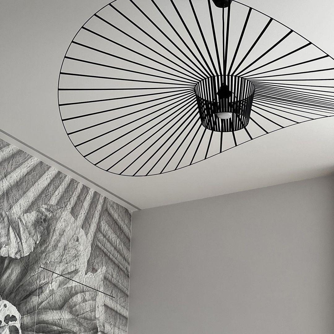 Pendant Light Fiber Glass 47.2 in Black Dining Room Living Room Hanging Ceiling Lamp | Thomler