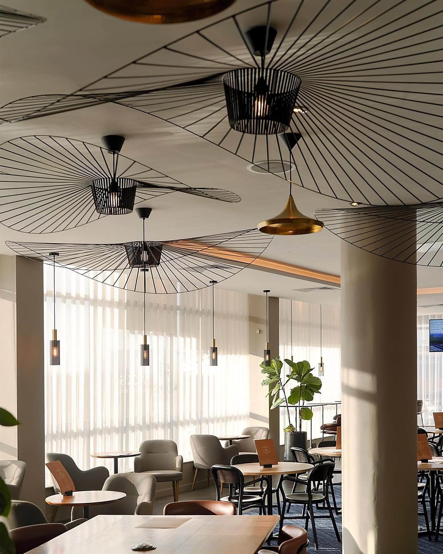 Pendant Light Fiber Glass 47.2 in Black Dining Room Living Room Hanging Ceiling Lamp | Thomler