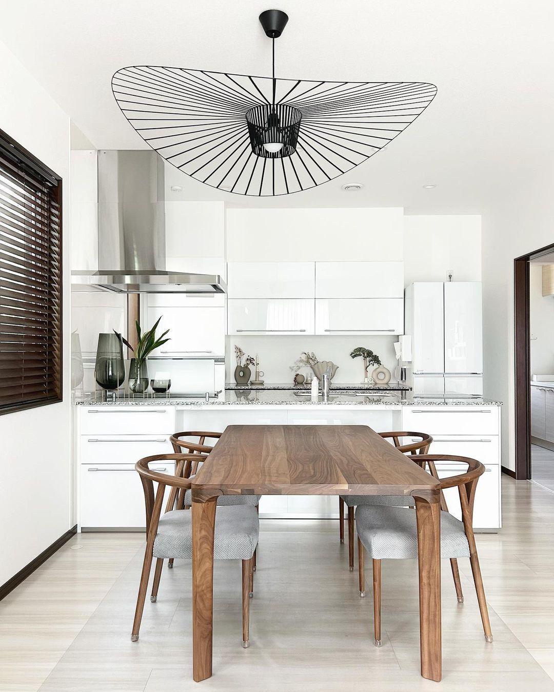 Pendant Light Fiber Glass 47.2 in Black Dining Room Living Room Hanging Ceiling Lamp | Thomler