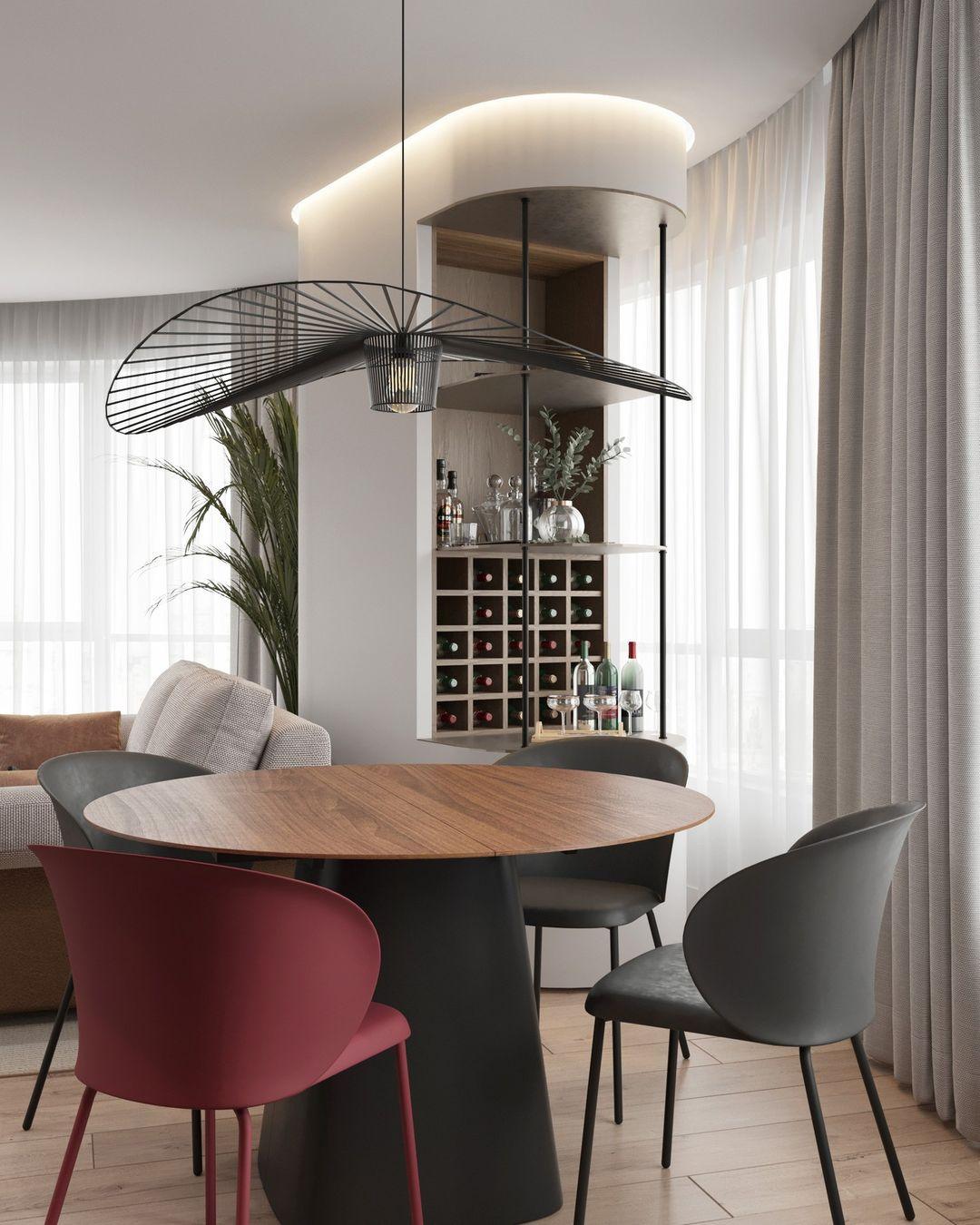 Pendant Light Fiber Glass 47.2 in Black Dining Room Living Room Hanging Ceiling Lamp | Thomler