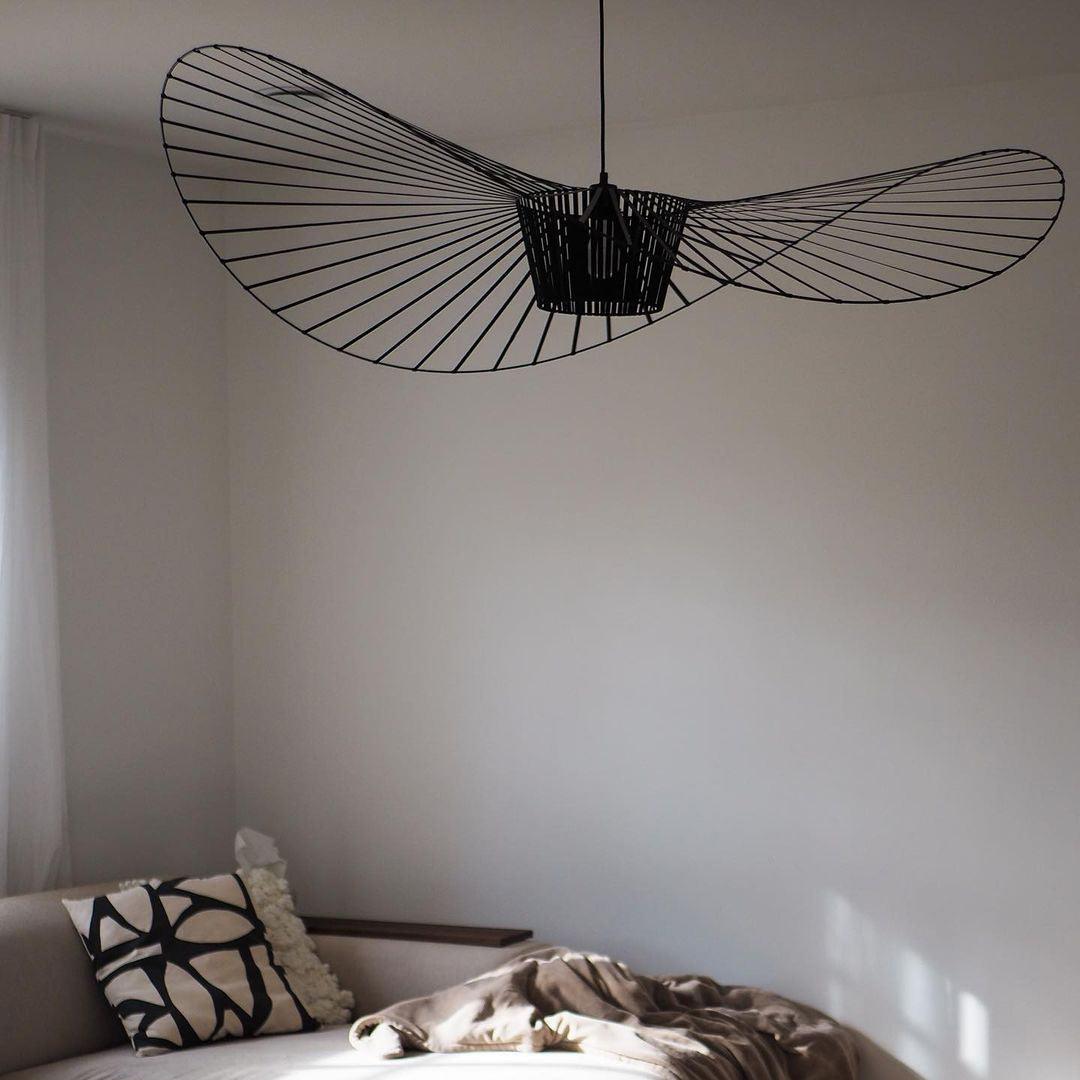 Pendant Light Fiber Glass 47.2 in Black Dining Room Living Room Hanging Ceiling Lamp | Thomler