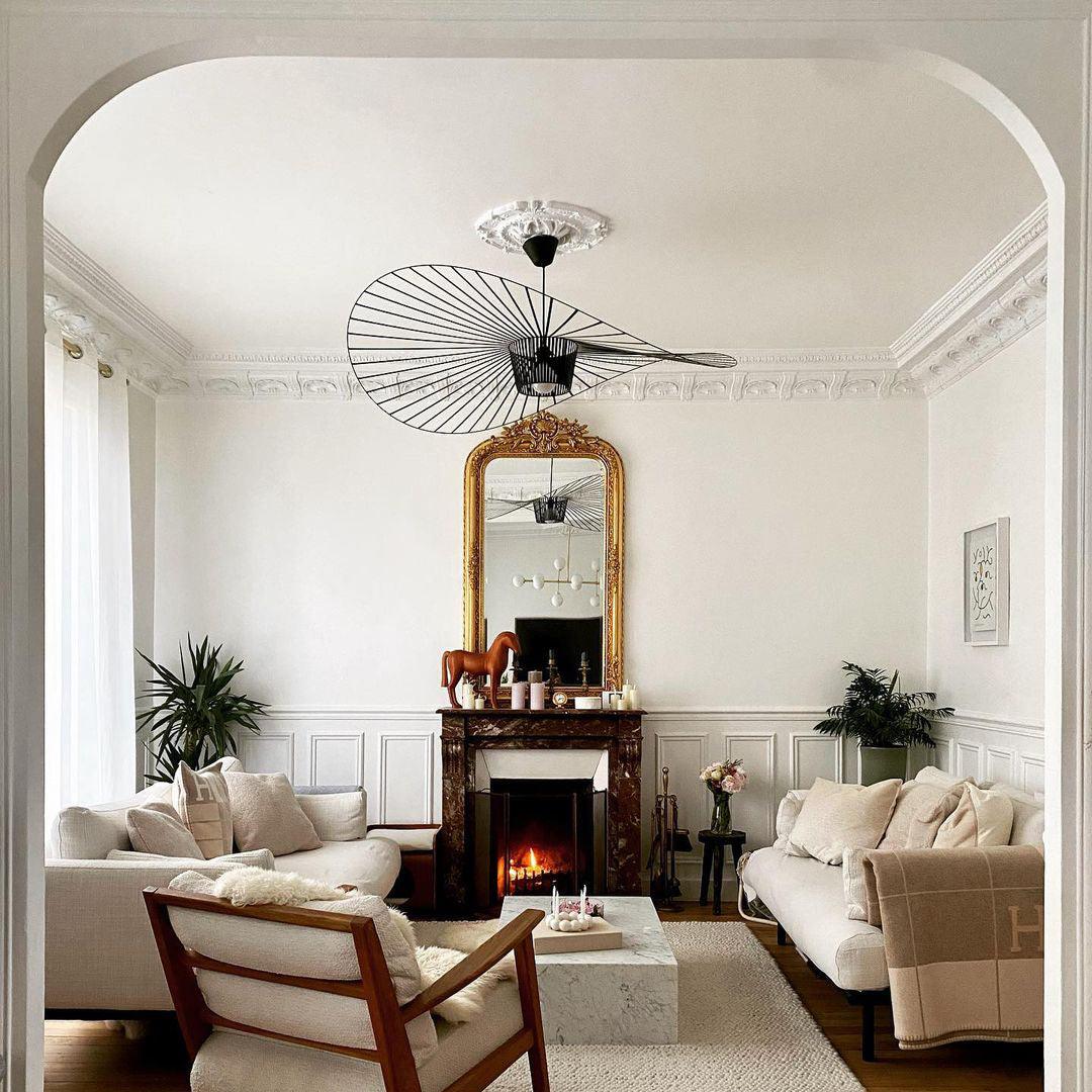Pendant Light Fiber Glass 47.2 in Black Dining Room Living Room Hanging Ceiling Lamp | Thomler