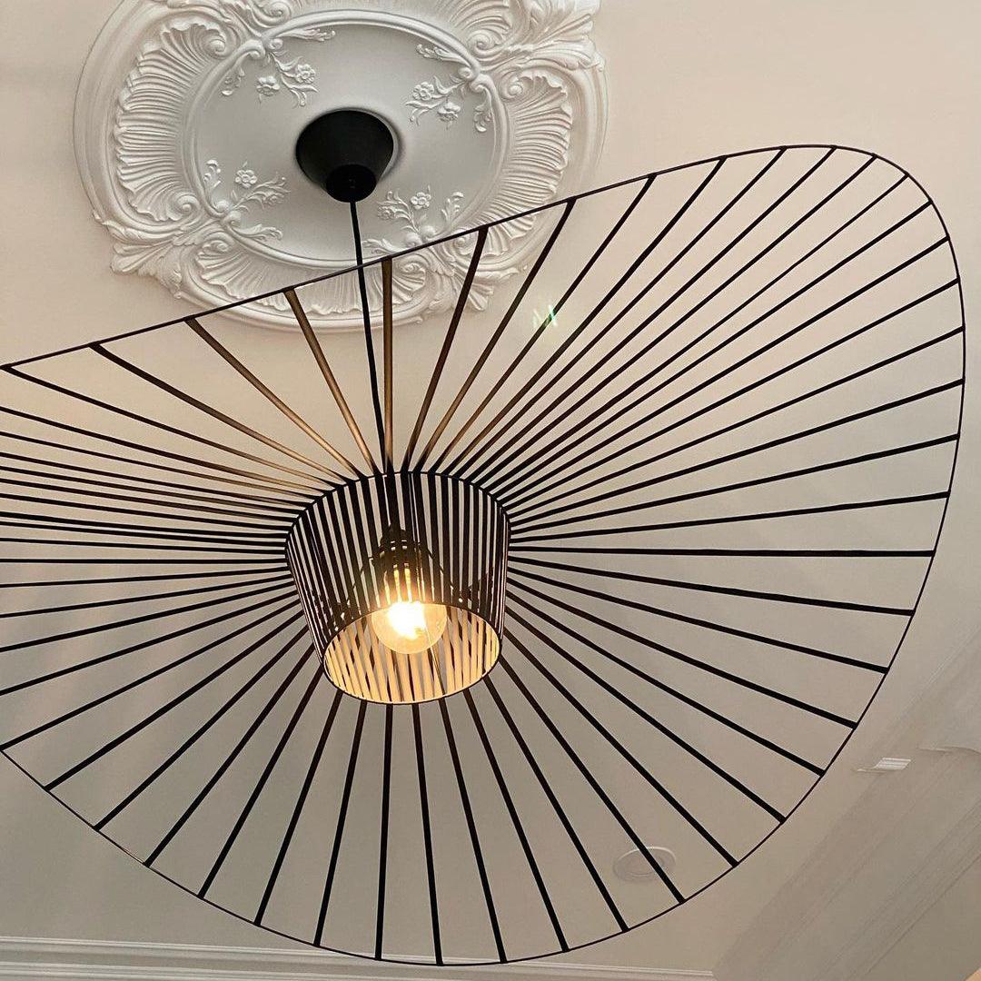 Pendant Light Fiber Glass 47.2 in Black Dining Room Living Room Hanging Ceiling Lamp | Thomler