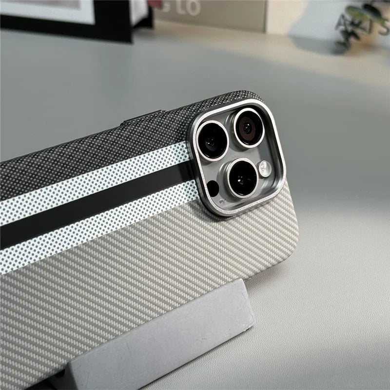 Carbon Fiber Textured Phone Case for iPhone 12-17 | Shock-Absorbing Protection with Raised Edges & Precise Cutouts | Thomler