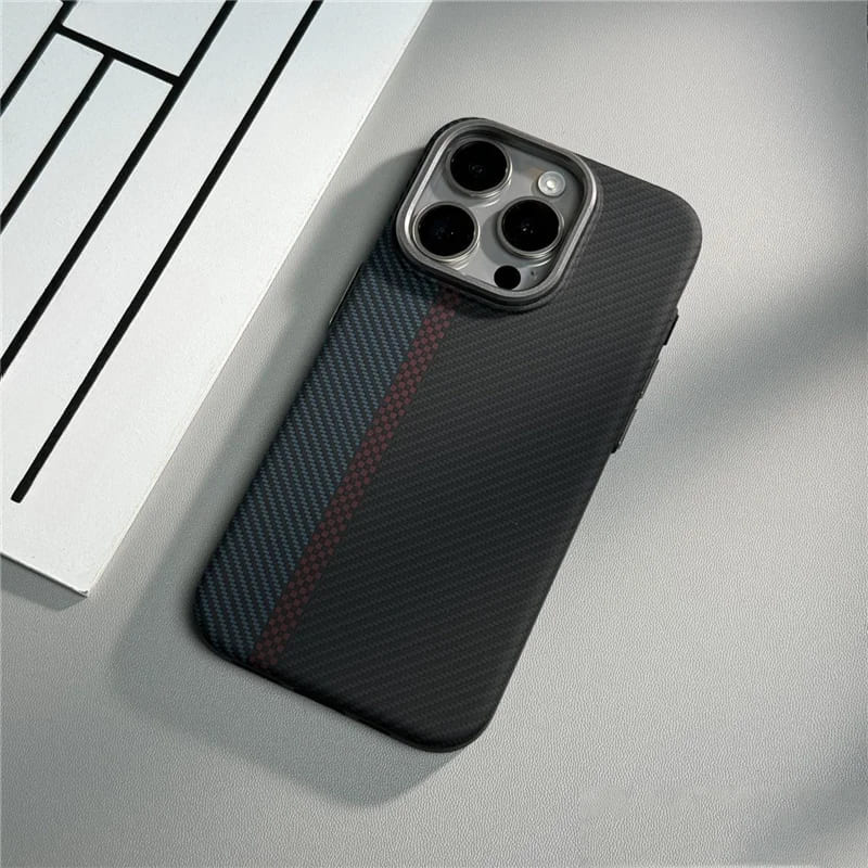 Carbon Fiber Textured Phone Case for iPhone 12-17 | Shock-Absorbing Protection with Raised Edges & Precise Cutouts | Thomler