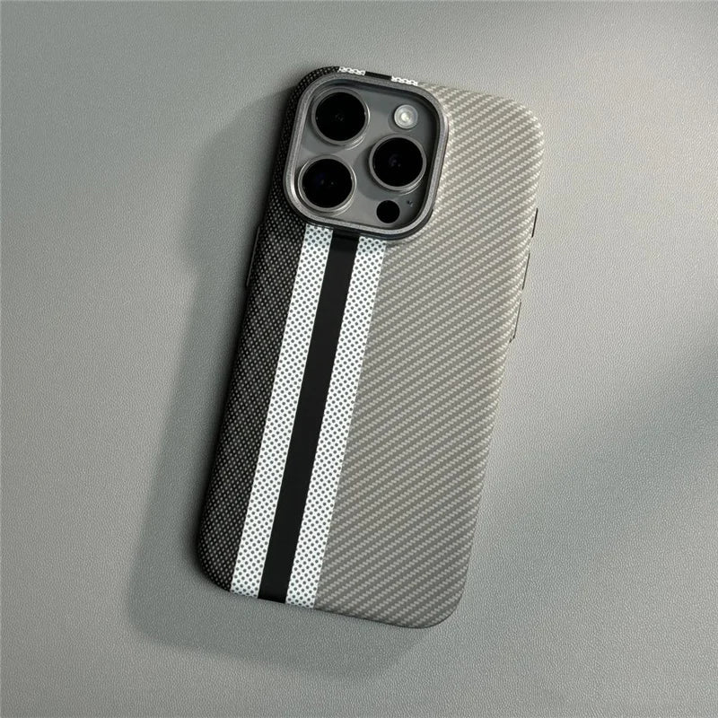 Carbon Fiber Textured Phone Case for iPhone 12-17 | Shock-Absorbing Protection with Raised Edges & Precise Cutouts | Thomler