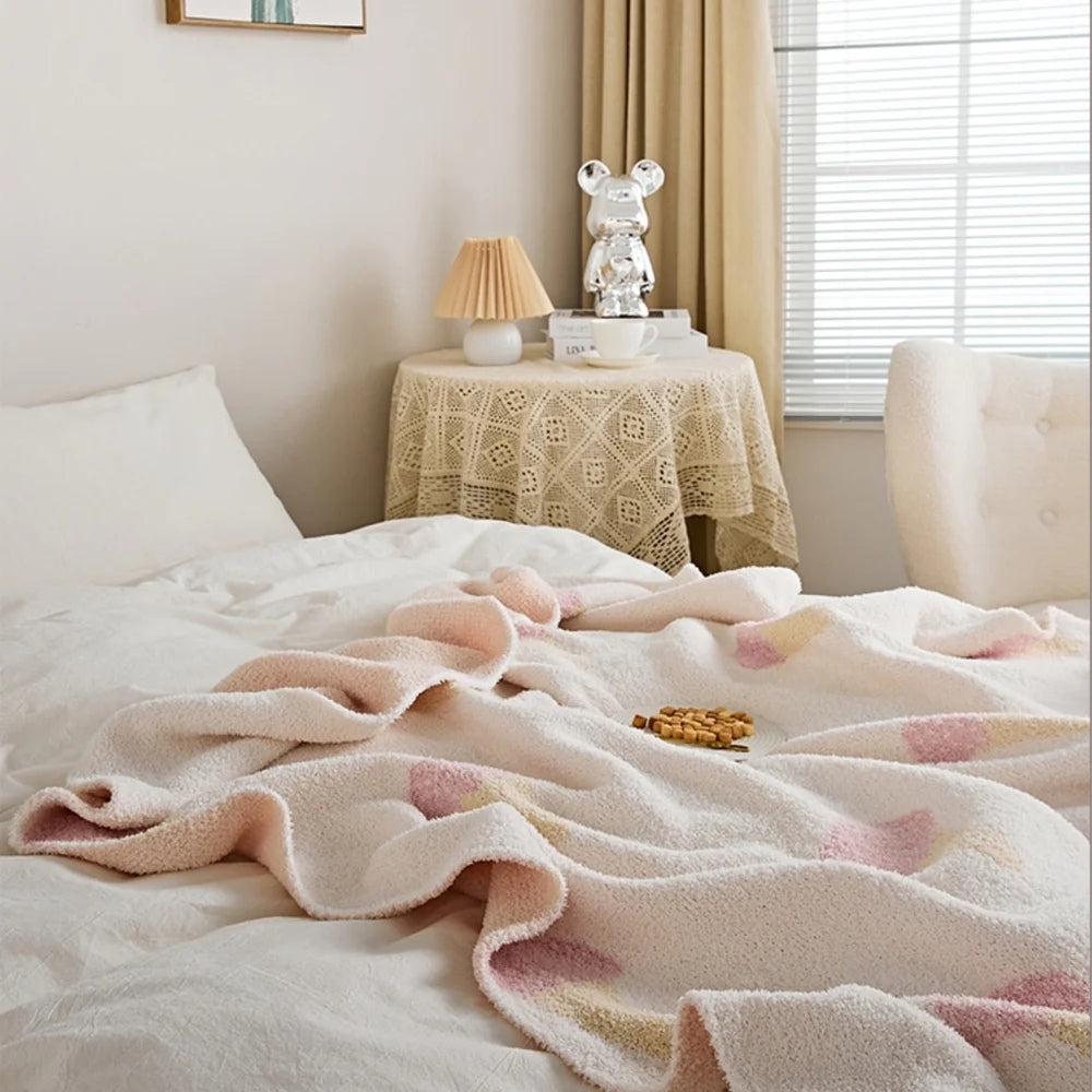 Plush Knitted Dessert-Print Throw Blanket – Cozy Microfiber Velvet for Couch, Bed & Travel | 47×59 in | Thomler