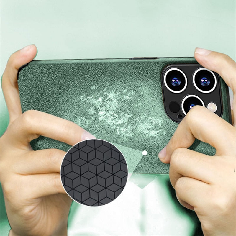 Protective Suede-Textured iPhone Case with Raised Edges and Camera Guard for iPhone 12-17 Series | Thomler