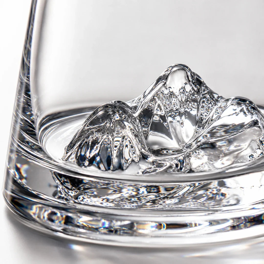 Heavy Crystal Tumbler with 3D Alpine Peak Base for Bourbon, Scotch & Old Fashioned Cocktails | Thomler