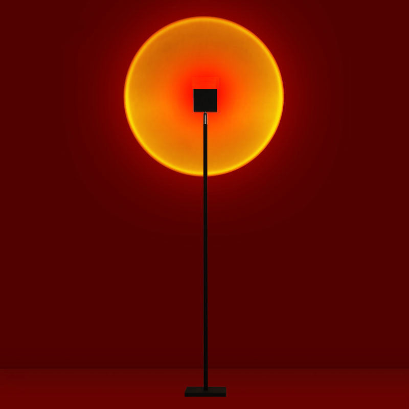 Sunset Red Halo Circle Floor Lamp with Adjustable Color Temperature for Living Room & Studio Ambiance | Modern Minimalist Gradient Light | Thomler
