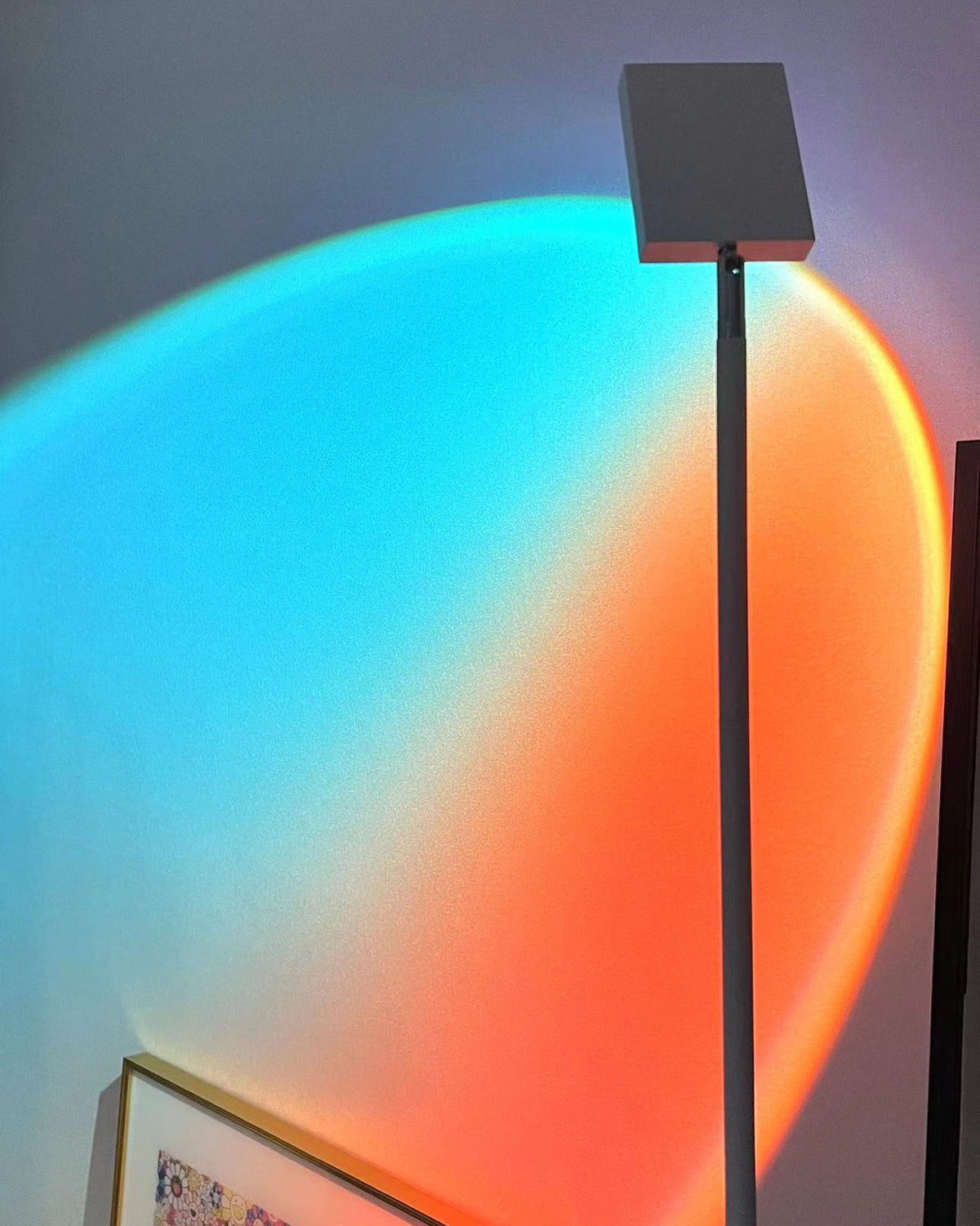 Sunset Red Halo Circle Floor Lamp with Adjustable Color Temperature for Living Room & Studio Ambiance | Modern Minimalist Gradient Light | Thomler
