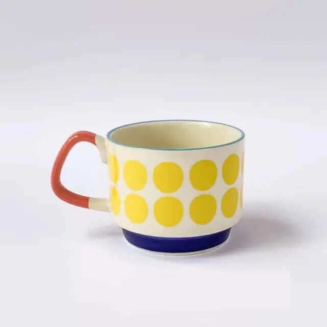 Mid-Century Ceramic Coffee Mug – 10.1 fl oz Retro Design in 10 Patterns for Home Kitchen Breakfast Vintage Tea Cup | Thomler