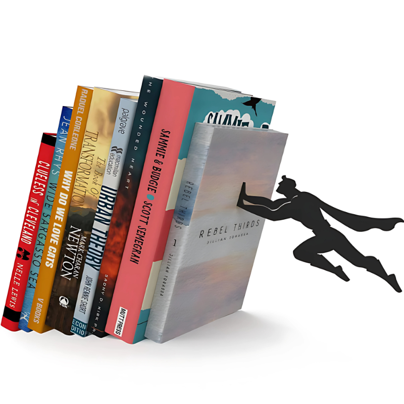 Magnetic Superhero Bookend for Shelves – Floating Book Holder Stand for Home Office Living Room Bedroom – Decorative Metal Book Support | Thomler