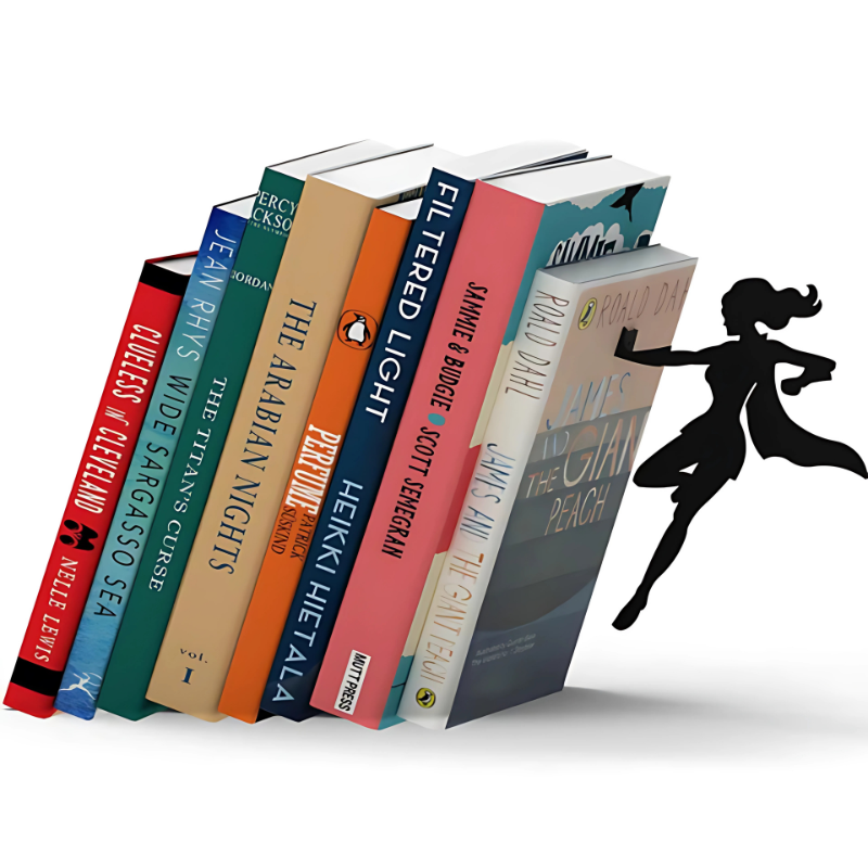 Magnetic Superhero Bookend for Shelves – Floating Book Holder Stand for Home Office Living Room Bedroom – Decorative Metal Book Support | Thomler