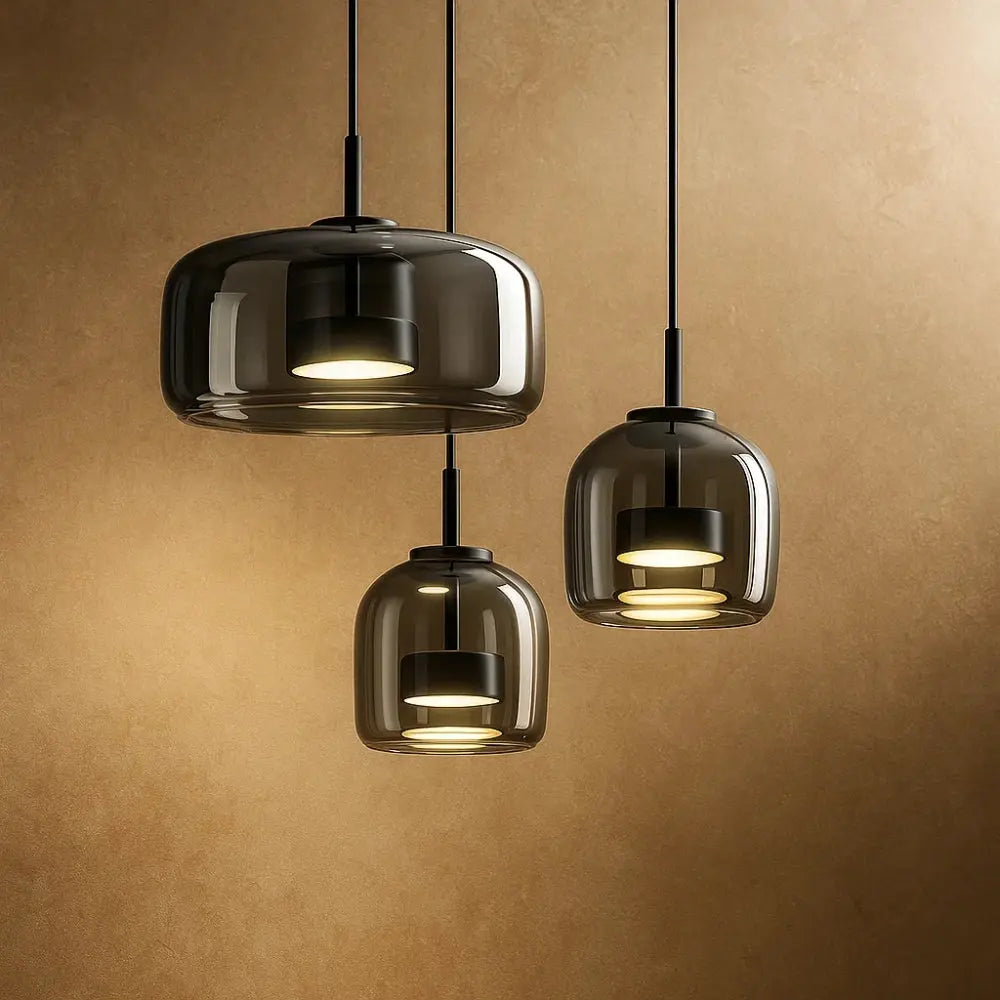 Pendant Light Glass Ombre Shade 33.0 cm Smoke Dining Room Kitchen Island Hanging Ceiling Lamp | Thomler