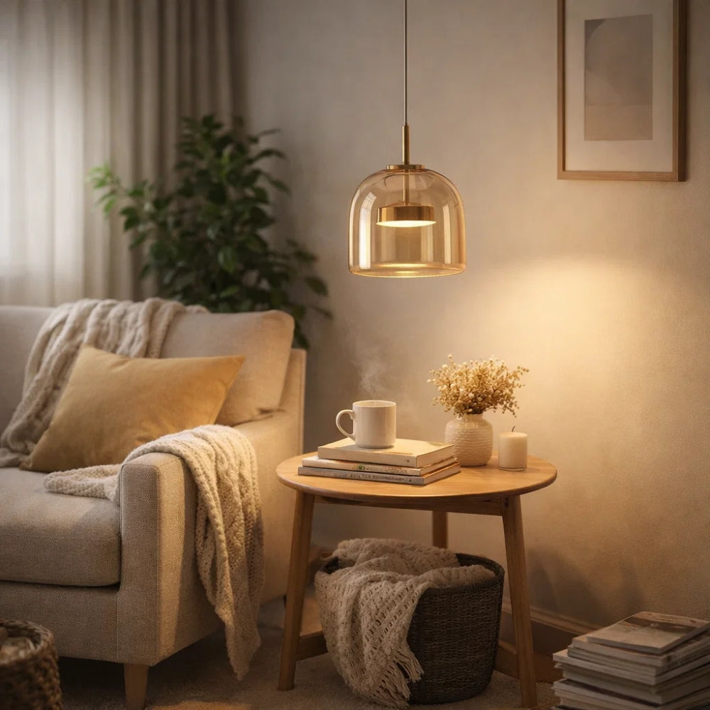 Pendant Light Glass Ombre Shade 33.0 cm Smoke Dining Room Kitchen Island Hanging Ceiling Lamp | Thomler