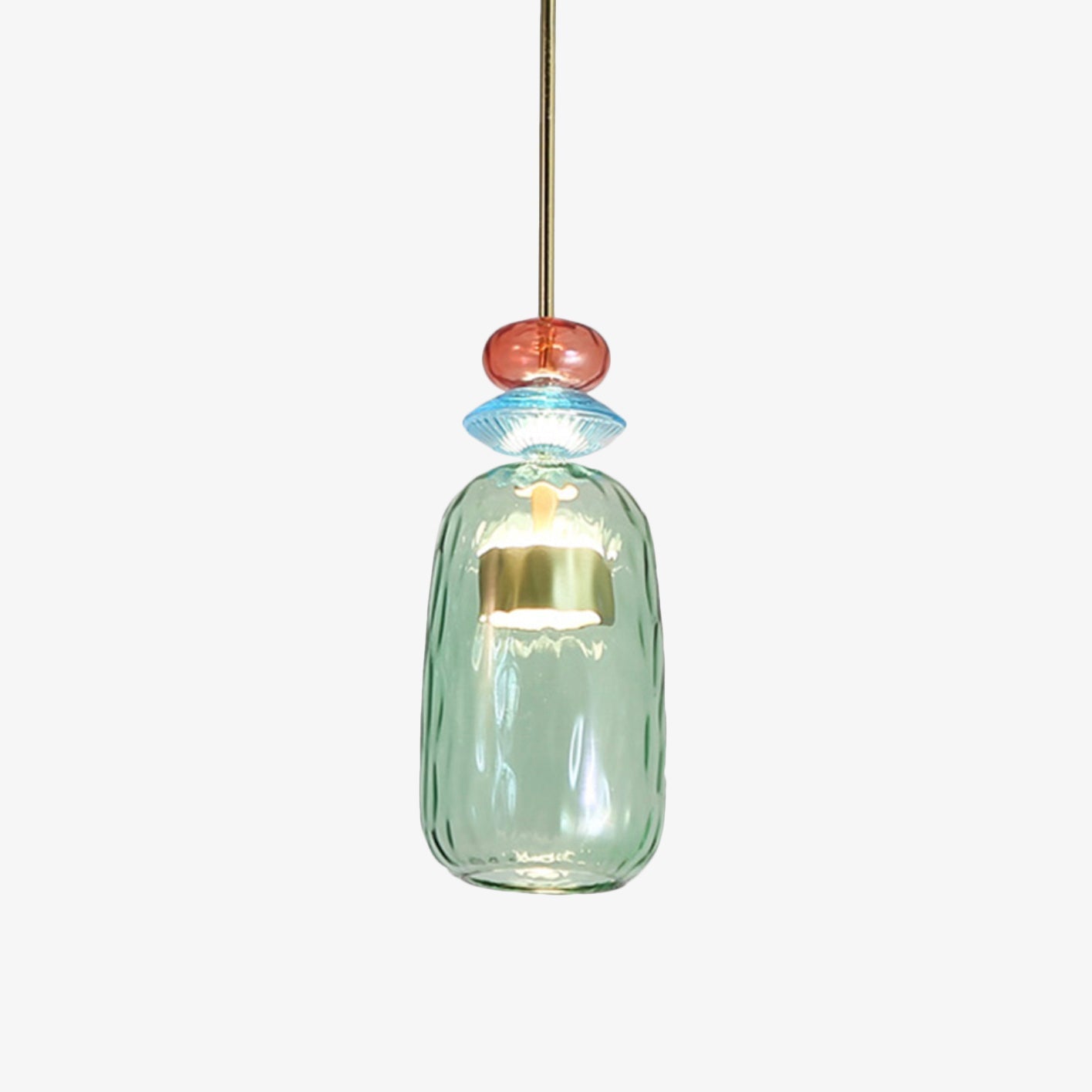 Pendant Light Iron LED 6.3 in Colored Glass Adjustable Dining Living Room Bedroom Ceiling Lamp | Thomler