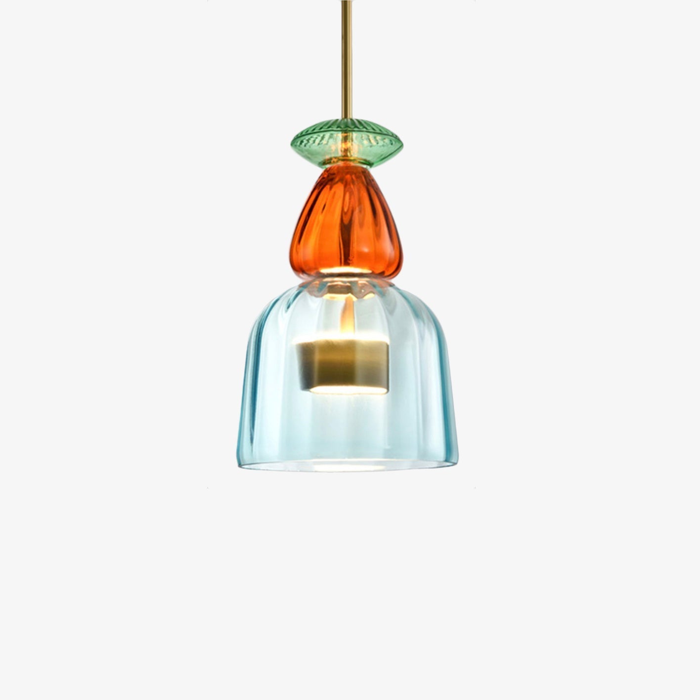Pendant Light Iron LED 6.3 in Colored Glass Adjustable Dining Living Room Bedroom Ceiling Lamp | Thomler