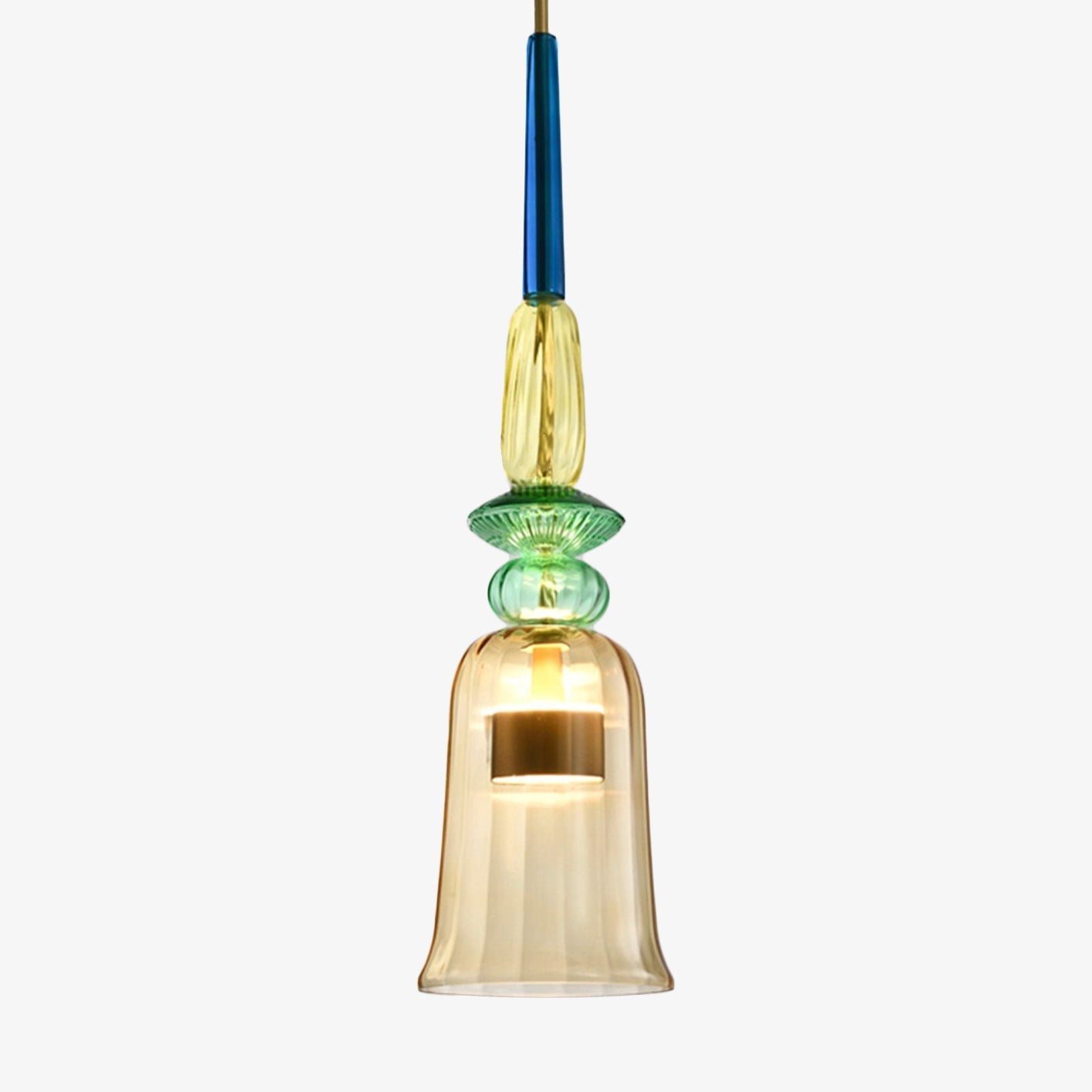 Pendant Light Iron LED 6.3 in Colored Glass Adjustable Dining Living Room Bedroom Ceiling Lamp | Thomler