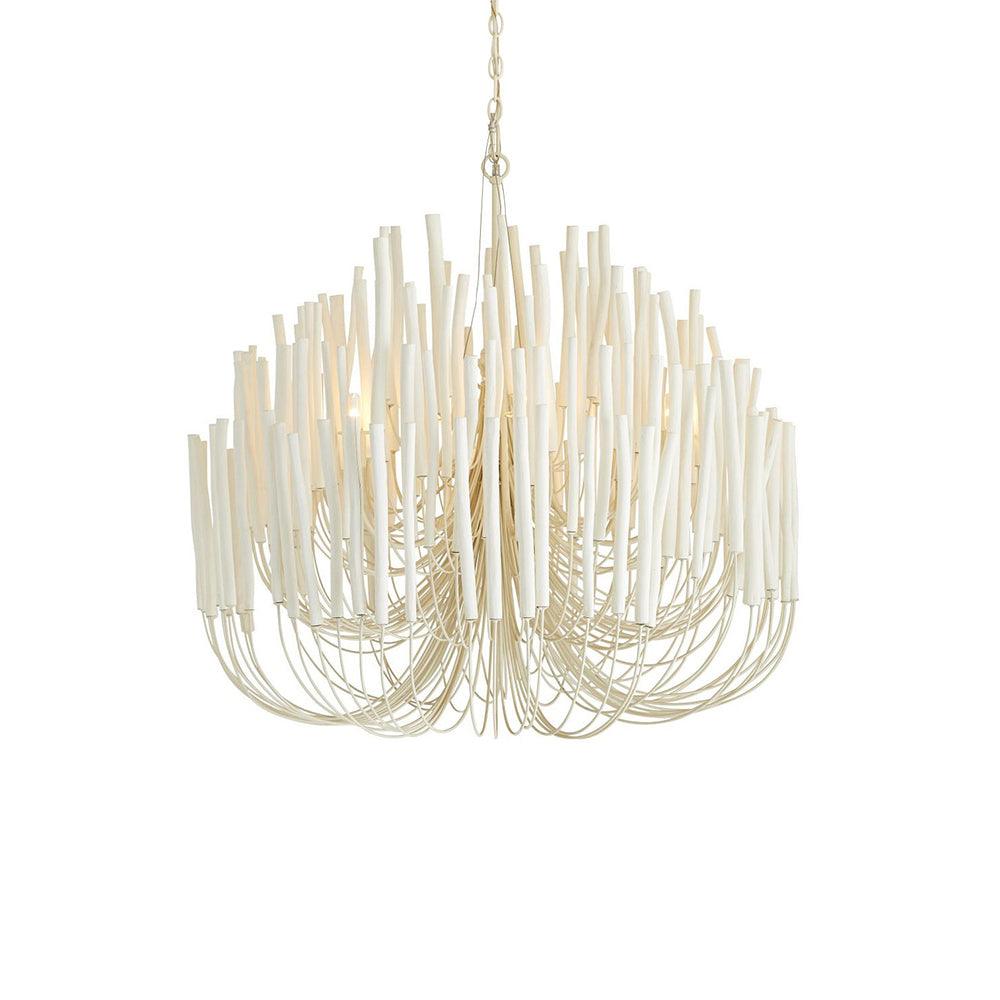 Chandelier Wood Metal 31.5 in Round Whitewash Living Room Dining Bedroom Lighting Fixture | Thomler