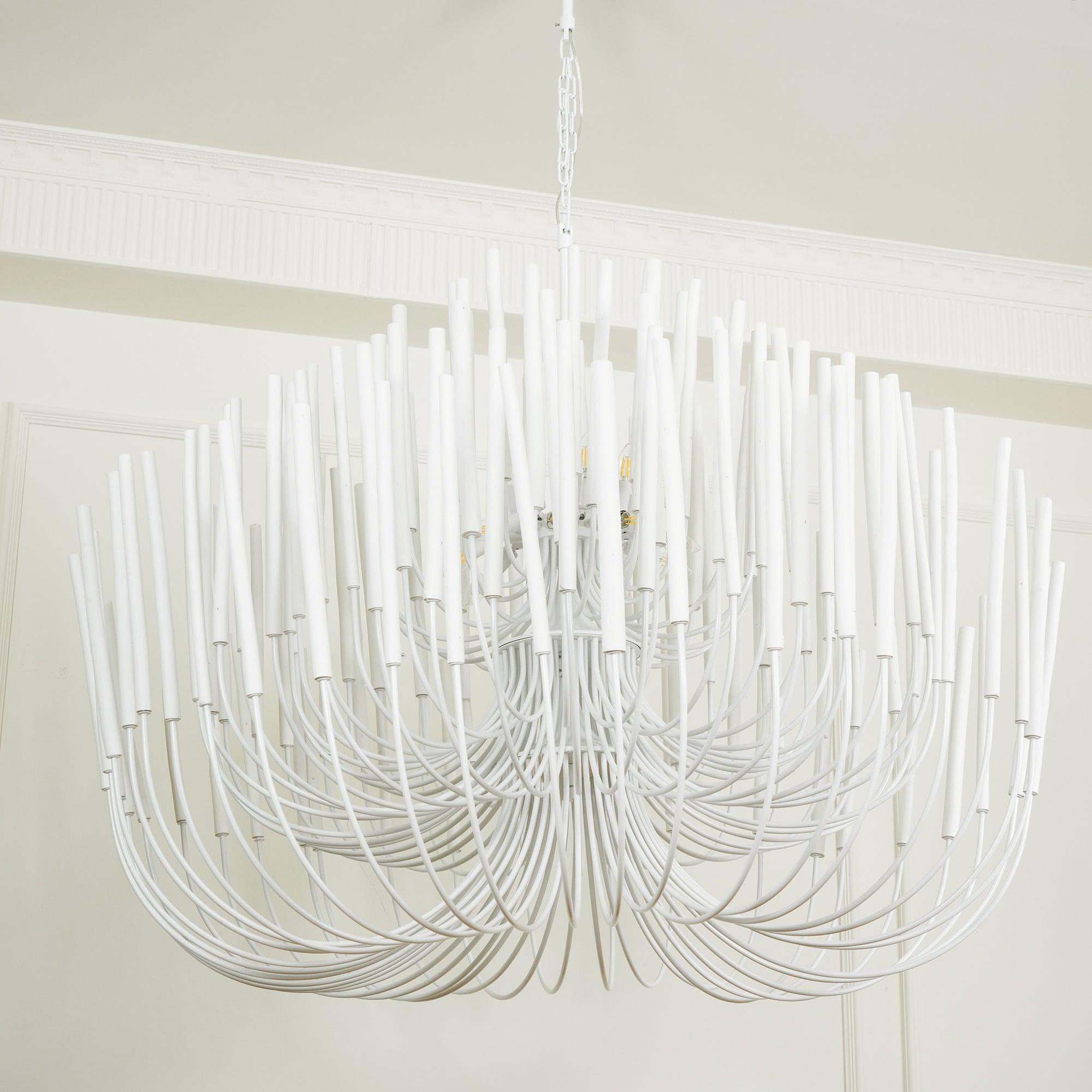 Chandelier Wood Metal 31.5 in Round Whitewash Living Room Dining Bedroom Lighting Fixture | Thomler