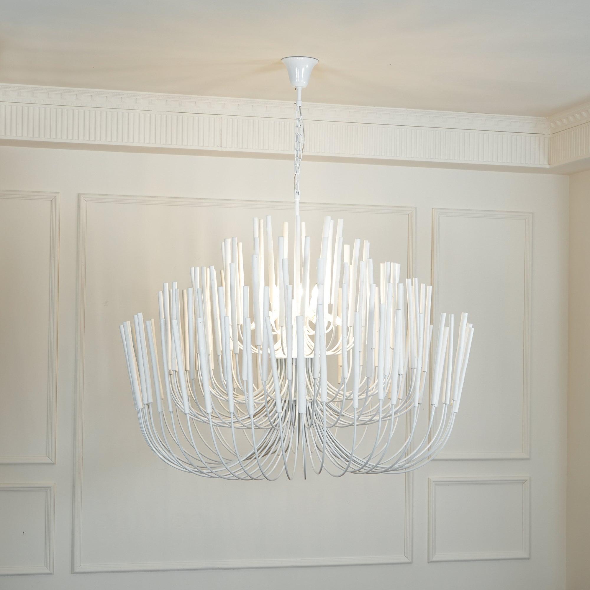 Chandelier Wood Metal 31.5 in Round Whitewash Living Room Dining Bedroom Lighting Fixture | Thomler