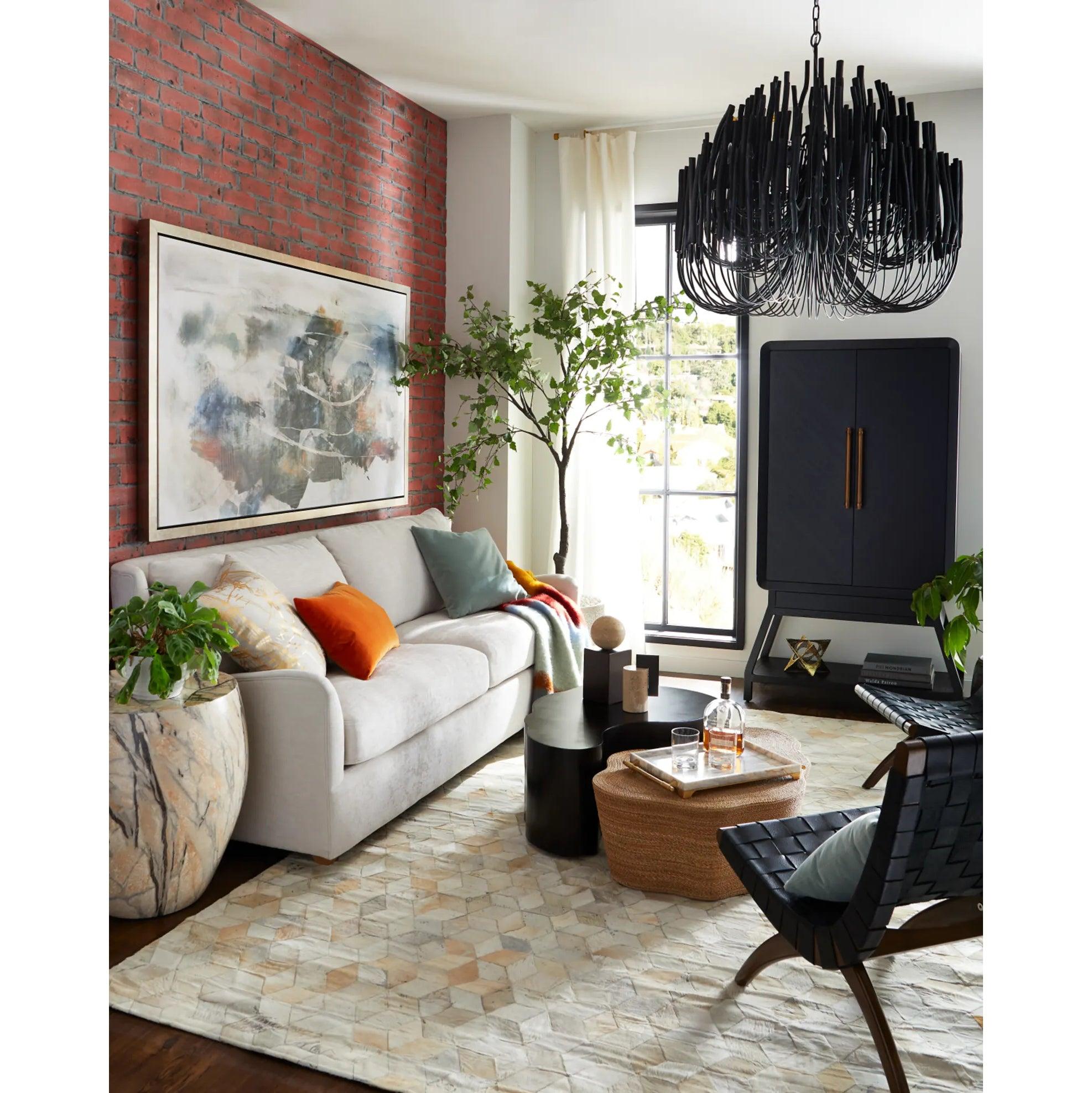 Chandelier Wood Metal 31.5 in Round Whitewash Living Room Dining Bedroom Lighting Fixture | Thomler