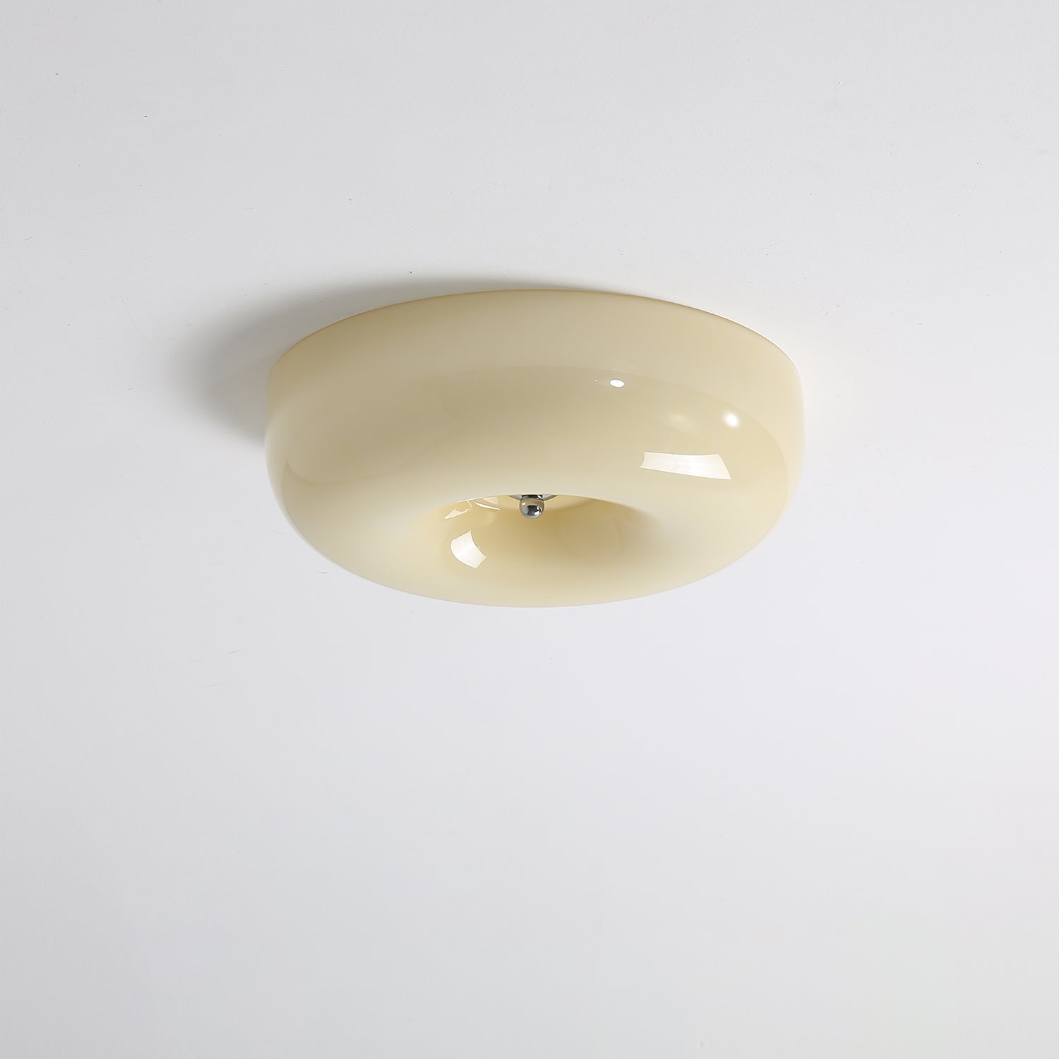 Swirled Glass Flush Mount Ceiling Light with Integrated LED – Chrome Finish – Dimmable Warm White – Modern Ceiling Lamp for Bedroom Living | Thomler