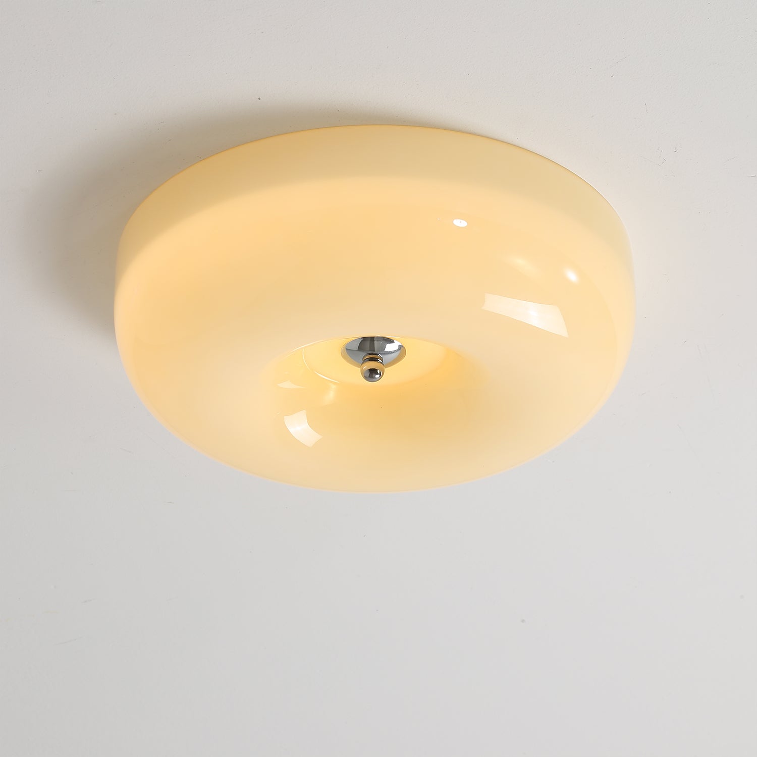 Swirled Glass Flush Mount Ceiling Light with Integrated LED – Chrome Finish – Dimmable Warm White – Modern Ceiling Lamp for Bedroom Living | Thomler