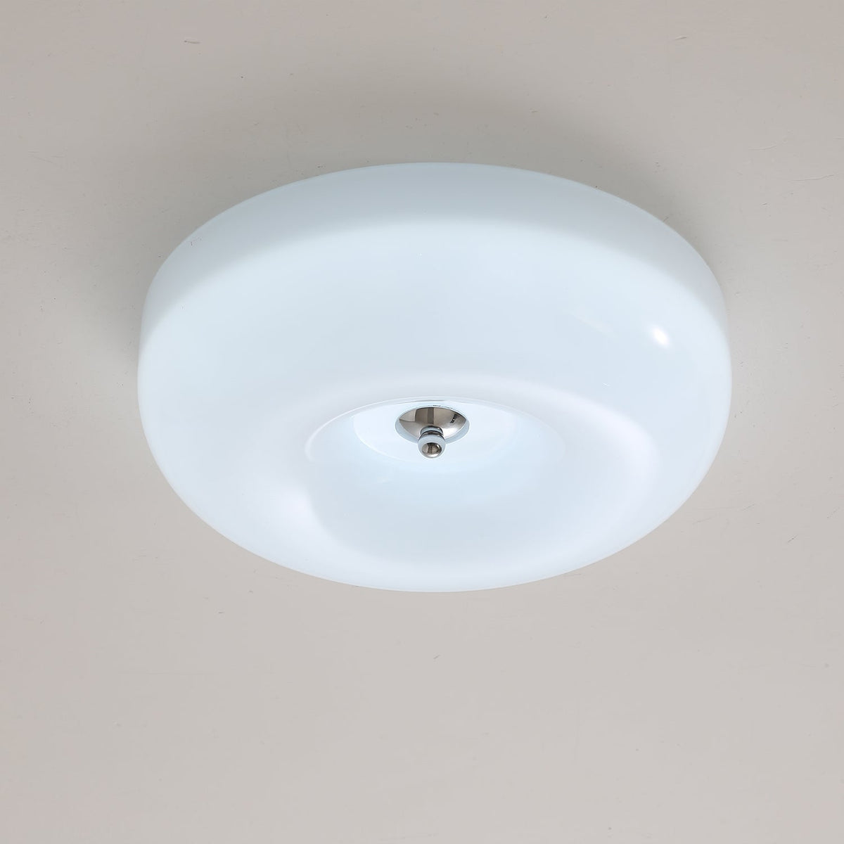 Swirled Glass Flush Mount Ceiling Light with Integrated LED – Chrome Finish – Dimmable Warm White – Modern Ceiling Lamp for Bedroom Living | Thomler