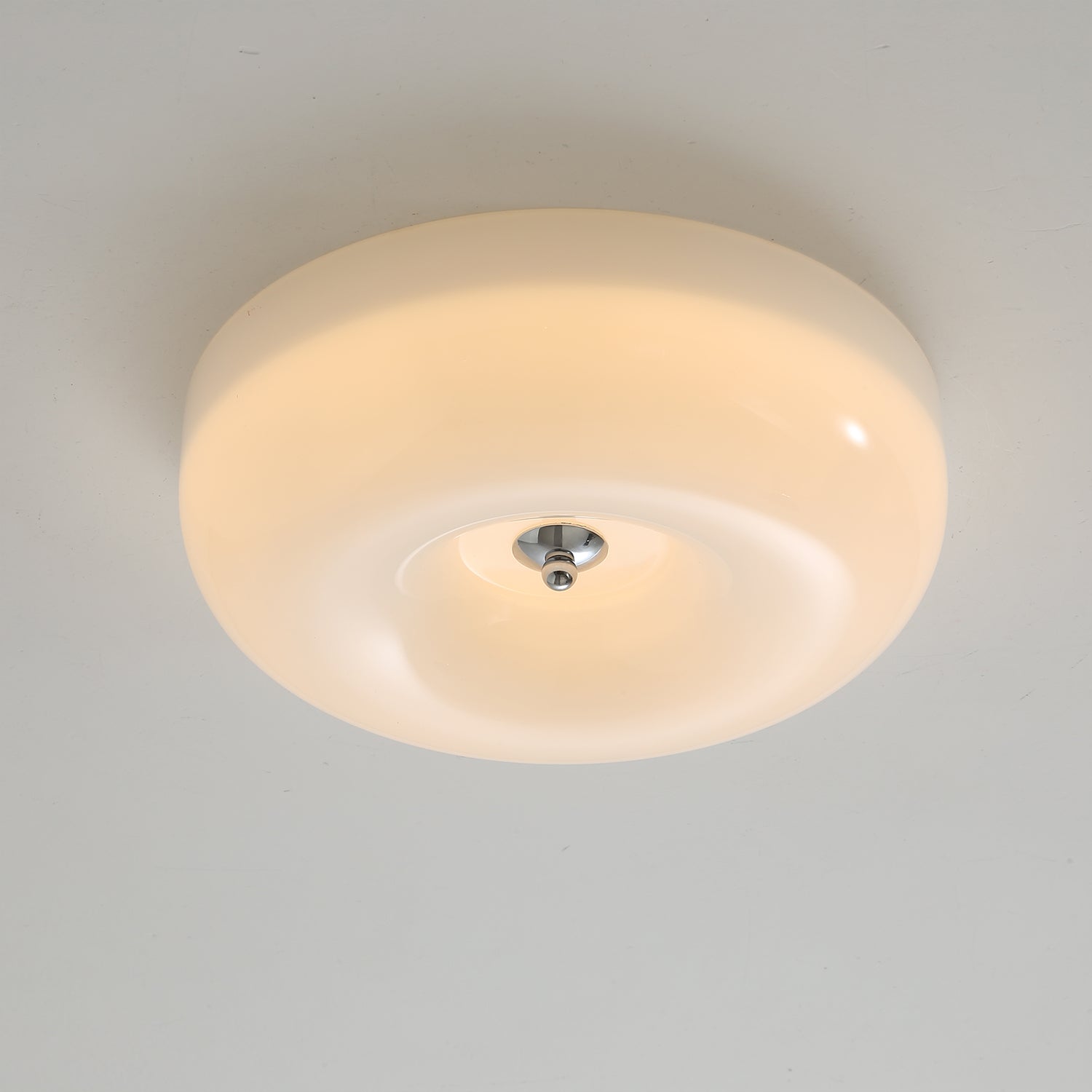 Swirled Glass Flush Mount Ceiling Light with Integrated LED – Chrome Finish – Dimmable Warm White – Modern Ceiling Lamp for Bedroom Living | Thomler