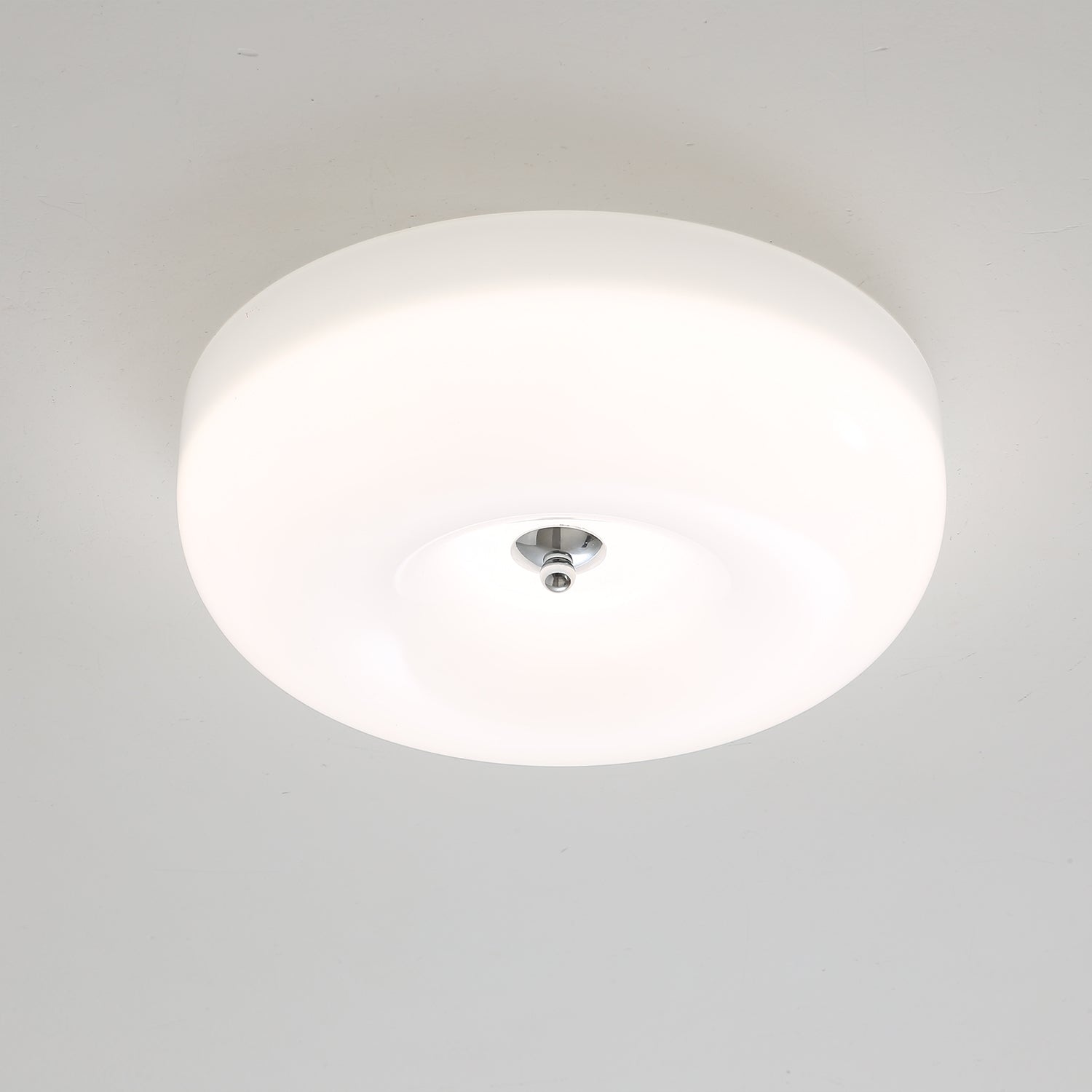 Swirled Glass Flush Mount Ceiling Light with Integrated LED – Chrome Finish – Dimmable Warm White – Modern Ceiling Lamp for Bedroom Living | Thomler