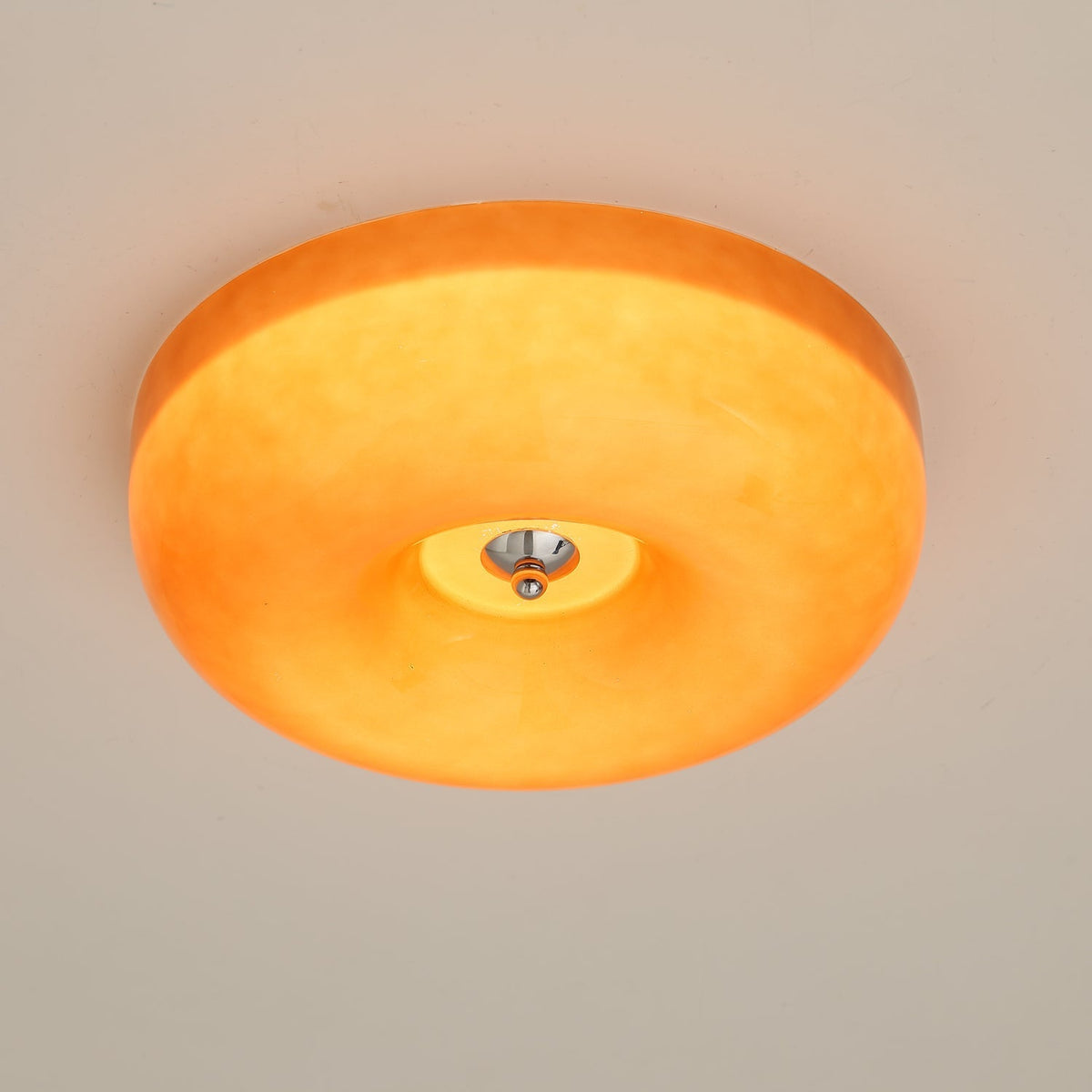 Swirled Glass Flush Mount Ceiling Light with Integrated LED – Chrome Finish – Dimmable Warm White – Modern Ceiling Lamp for Bedroom Living | Thomler