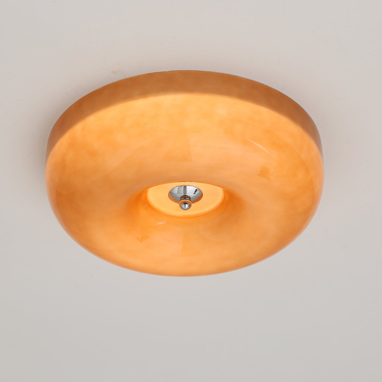Swirled Glass Flush Mount Ceiling Light with Integrated LED – Chrome Finish – Dimmable Warm White – Modern Ceiling Lamp for Bedroom Living | Thomler