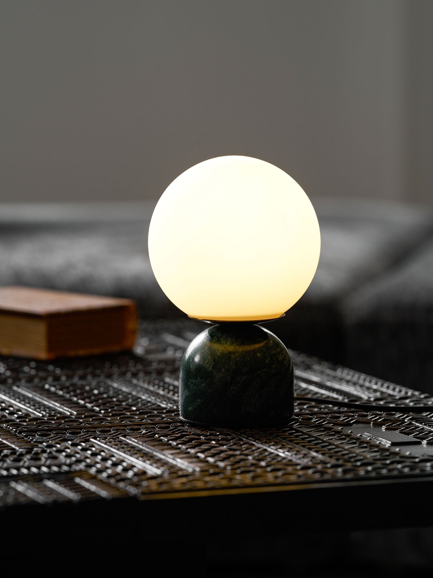 Marble Table Lamp 9.1 in (23.0 cm) Glass Globe Indoor Ambient Lighting Minimalist Modern Desk Light | Thomler