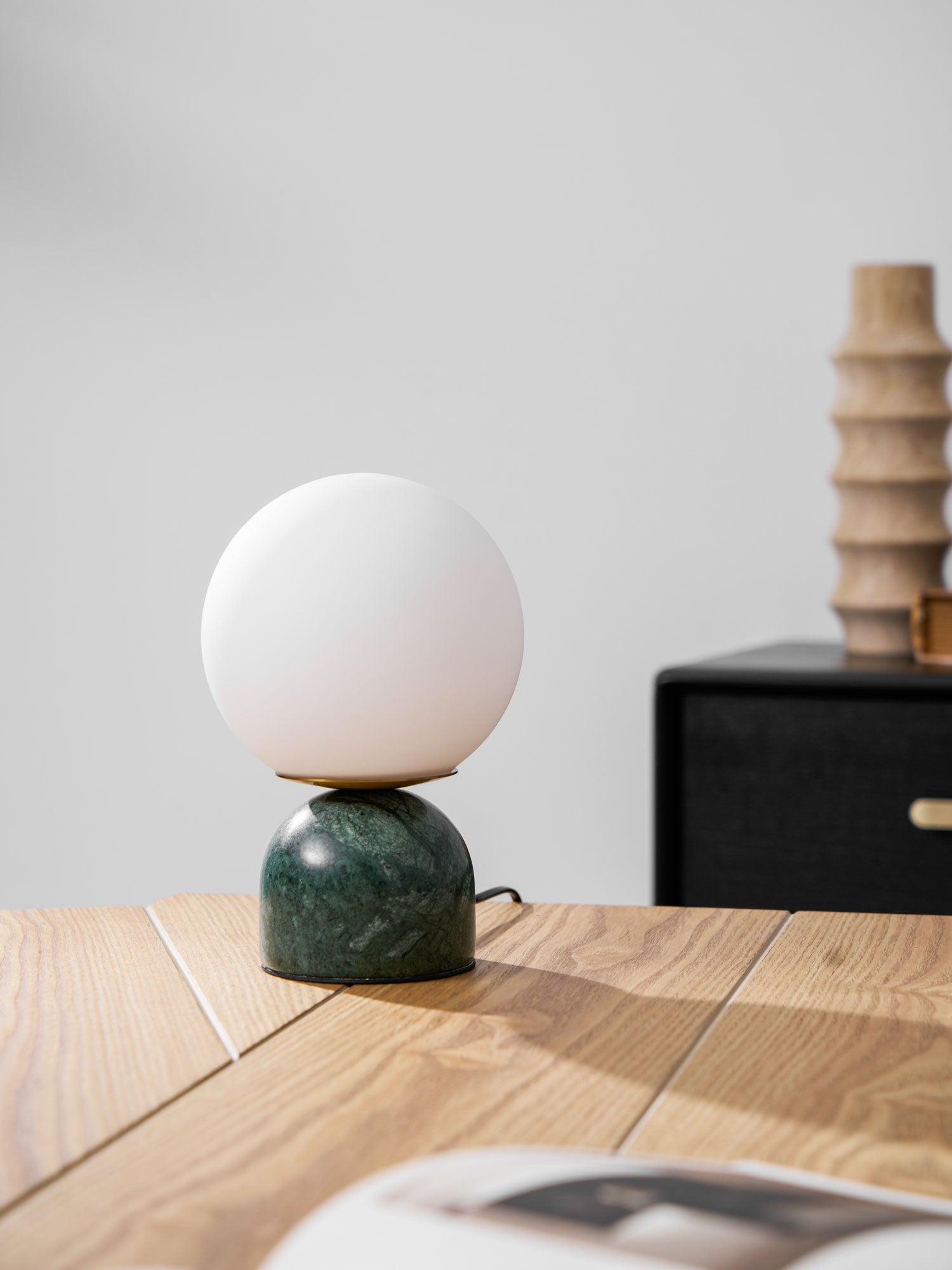 Marble Table Lamp 9.1 in (23.0 cm) Glass Globe Indoor Ambient Lighting Minimalist Modern Desk Light | Thomler