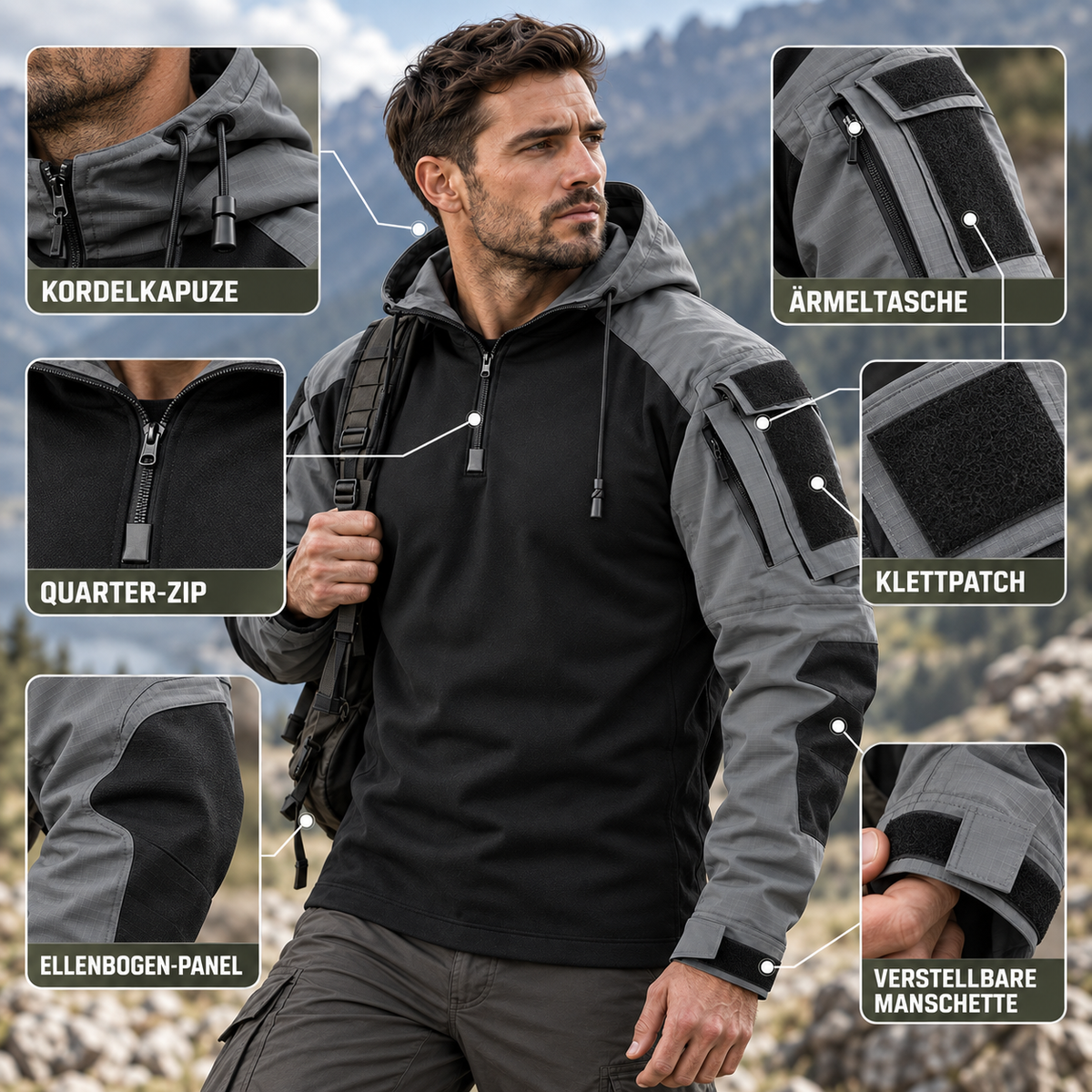 Water-Repellent Windproof Tactical Jacket for Men Outdoor Hiking Camping Everyday Wear Military Style Lightweight Polyester Coat | Thomler