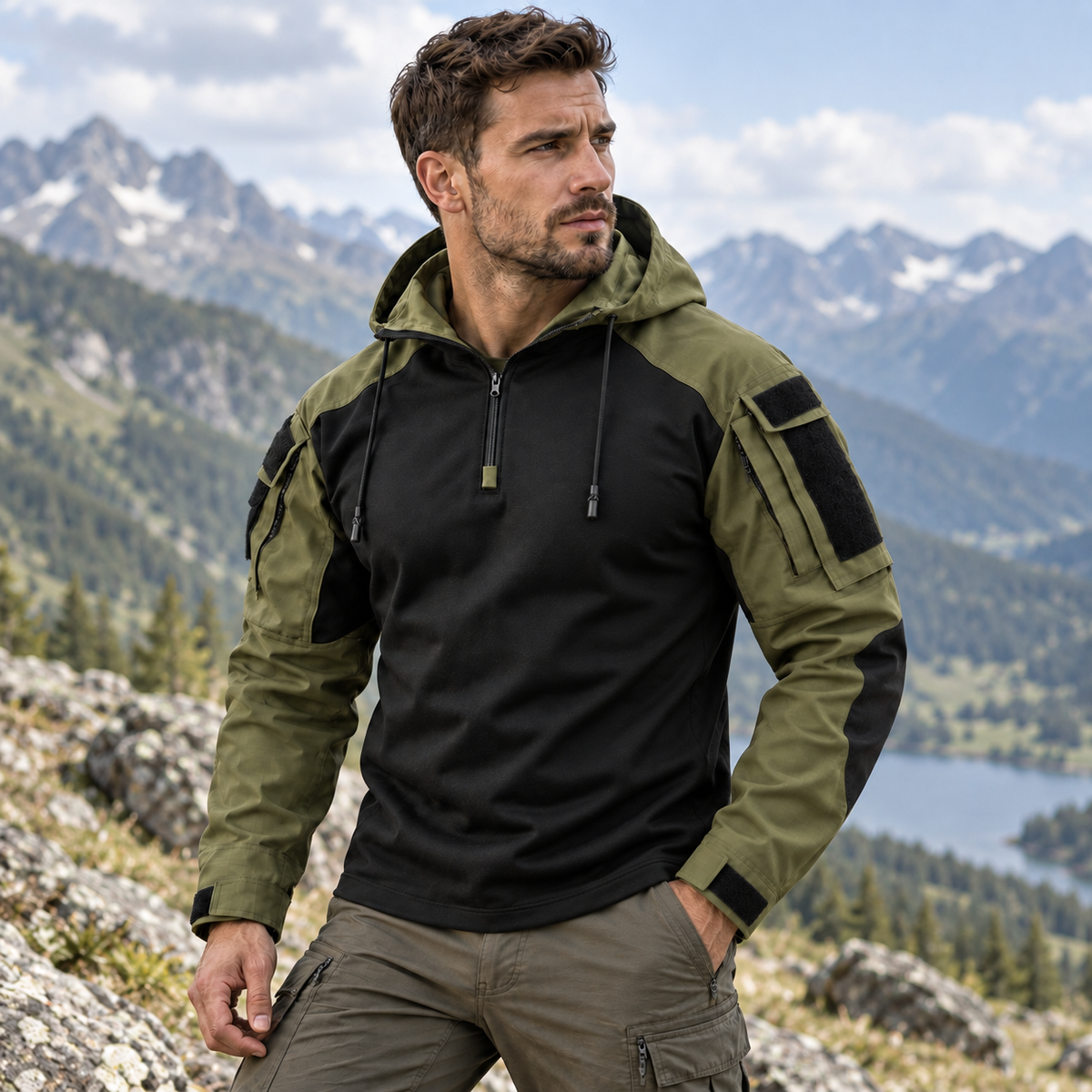 Water-Repellent Windproof Tactical Jacket for Men Outdoor Hiking Camping Everyday Wear Military Style Lightweight Polyester Coat | Thomler