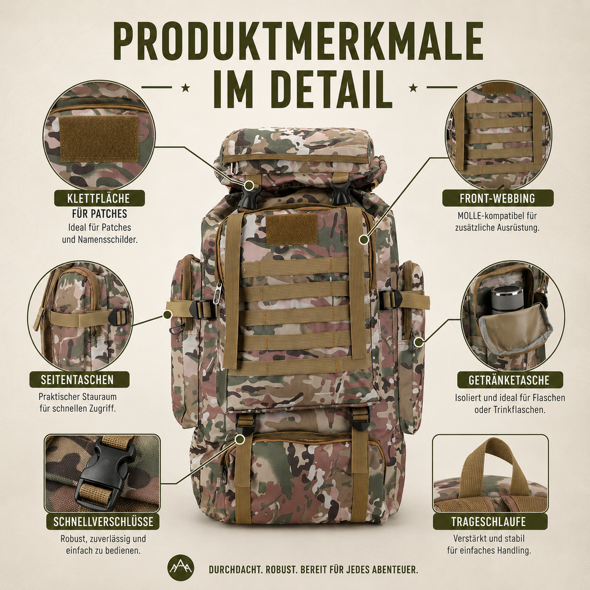 80L Hiking Backpack with MOLLE Webbing – Heavy-Duty 600D Oxford Pack for Multi-Day Treks & Camping Trips | Thomler