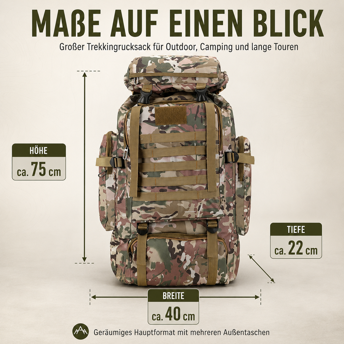 80L Hiking Backpack with MOLLE Webbing – Heavy-Duty 600D Oxford Pack for Multi-Day Treks & Camping Trips | Thomler
