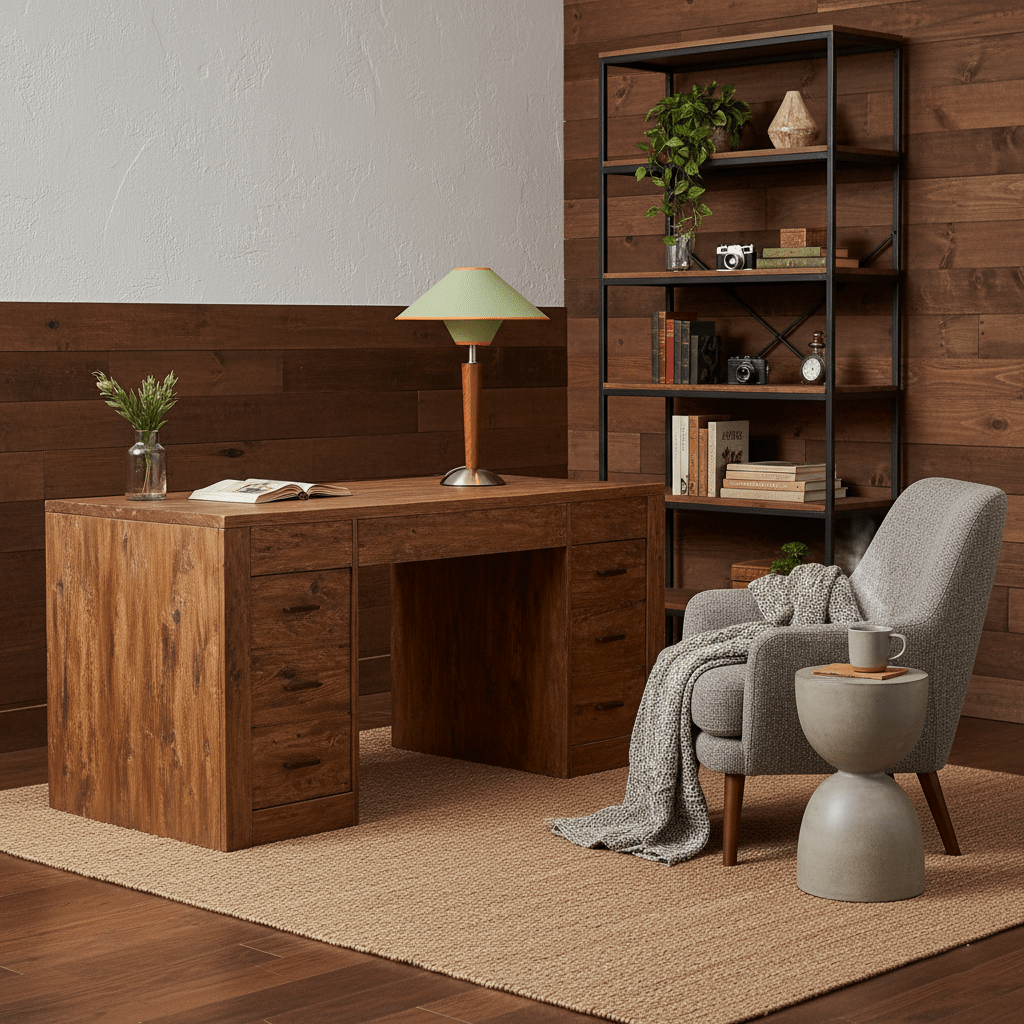 Wood Table Lamp 17.3 in Fabric Shade E26 Bedroom Nightstand Living Room Modern Lighting | Thomler
