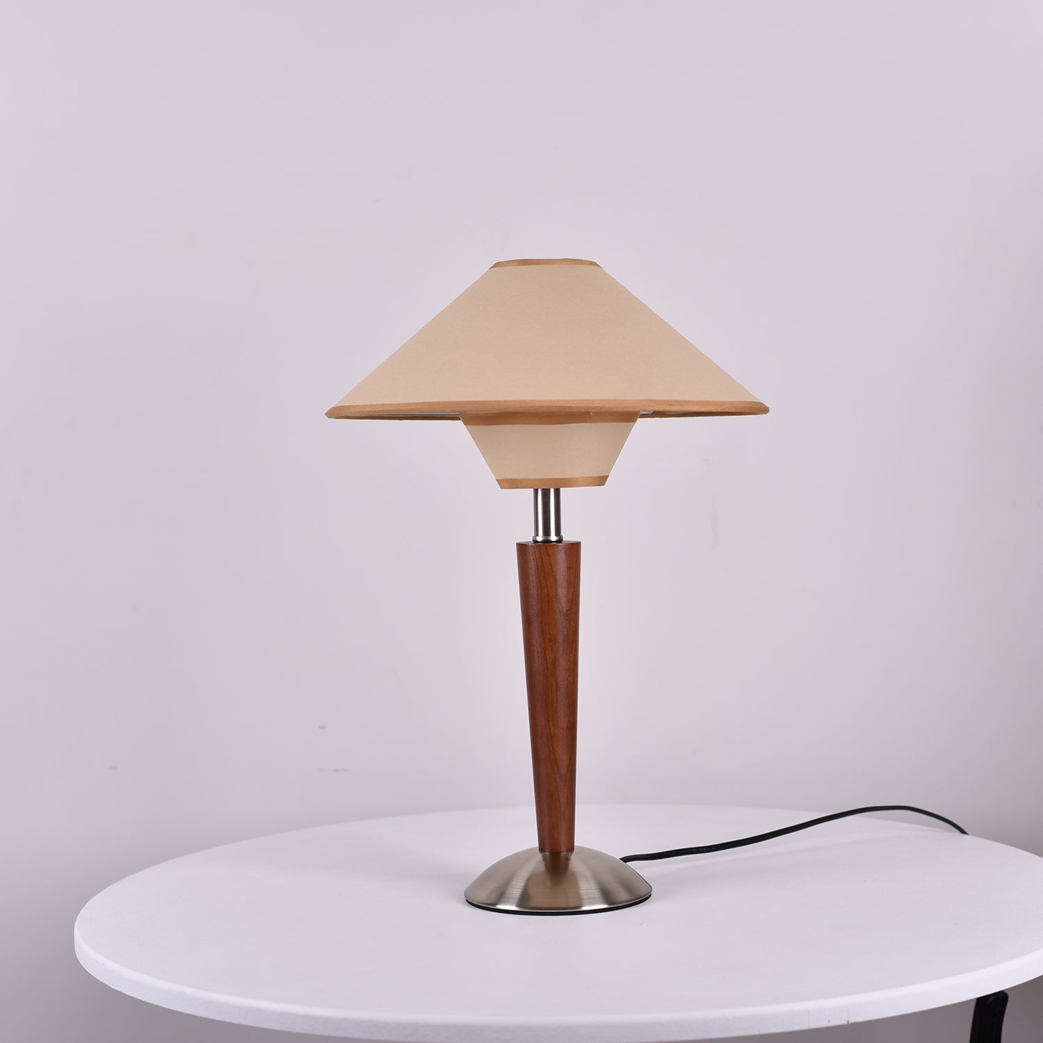 Wood Table Lamp 17.3 in Fabric Shade E26 Bedroom Nightstand Living Room Modern Lighting | Thomler